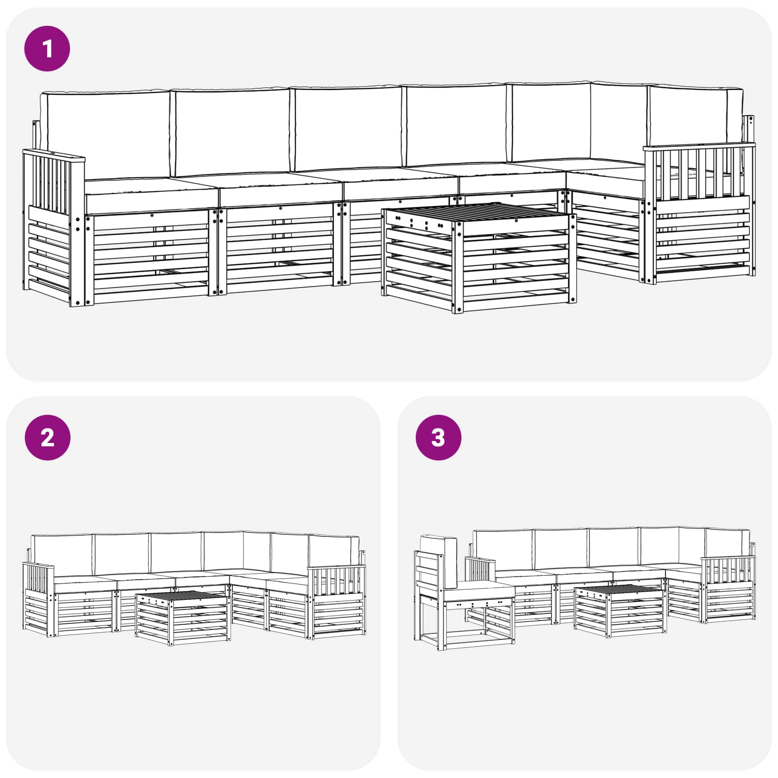 Set vanjskih sofa 7 pcs Bijela i krem 59 x 59 x 37 cm Poliester