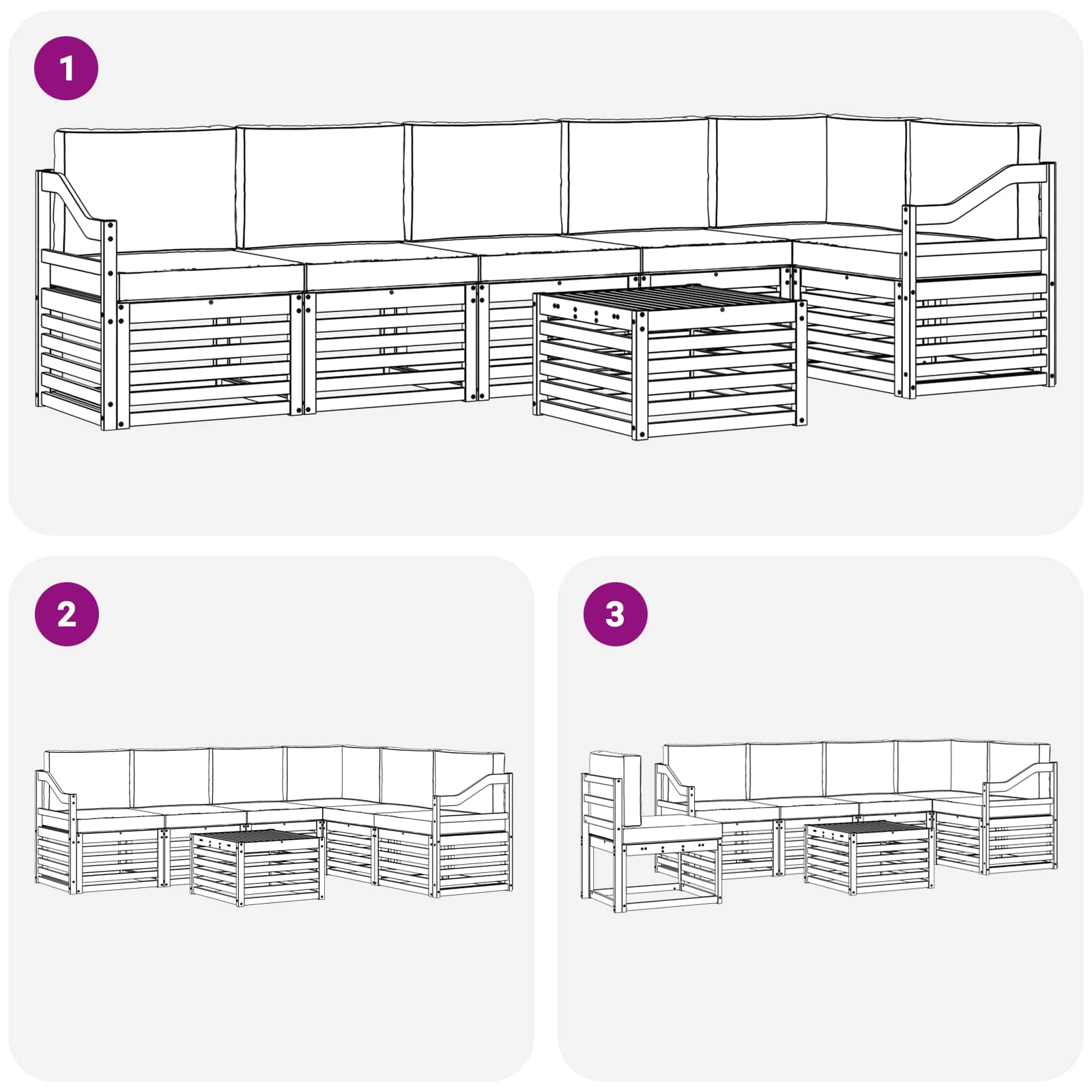 Set vanjskih sofa 7 pcs Bijela i svjetlosiva 59 x 59 x 37 cm