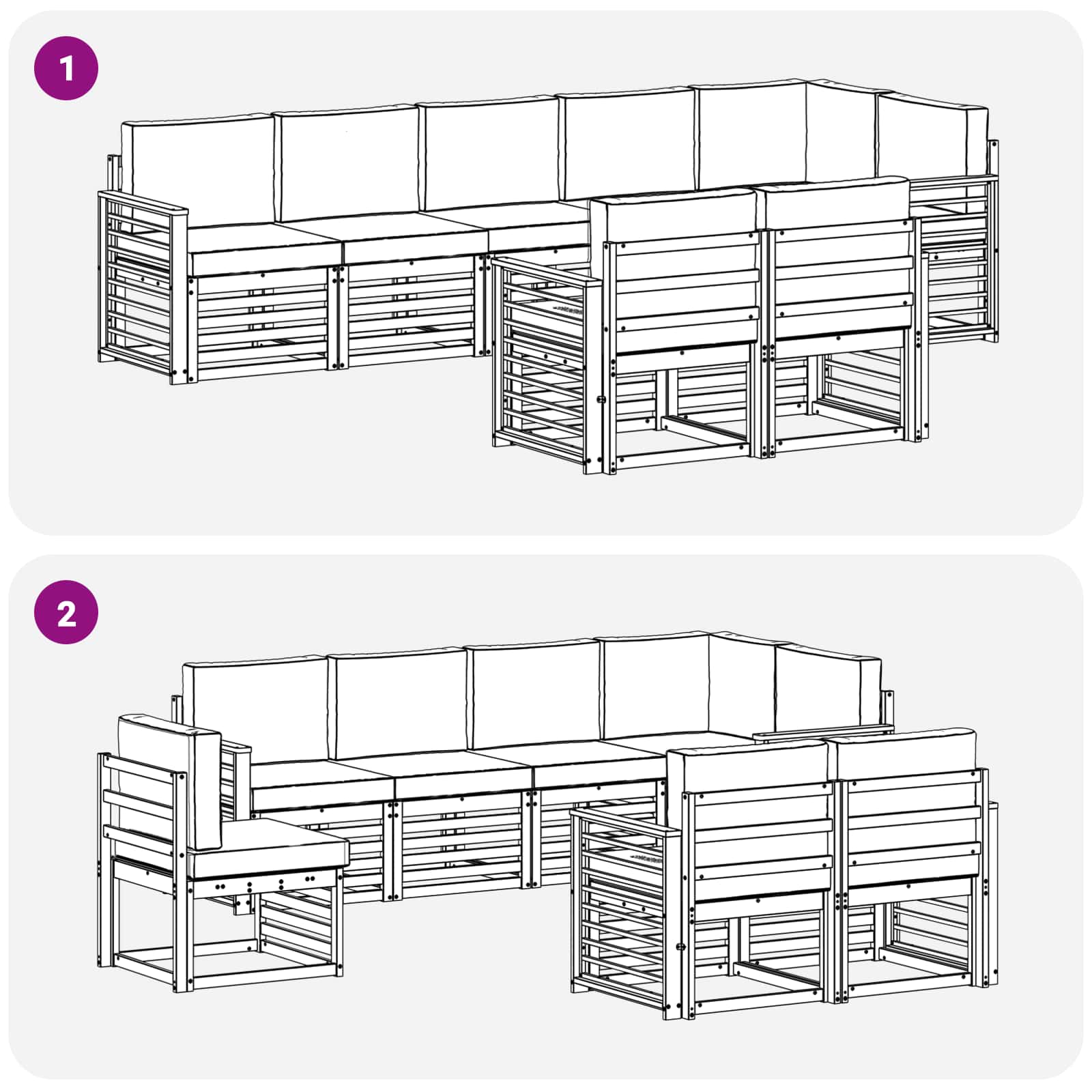 Set vanjskih sofa 8 pcs Bijela i bež 306 x 128,5 x 73 cm
