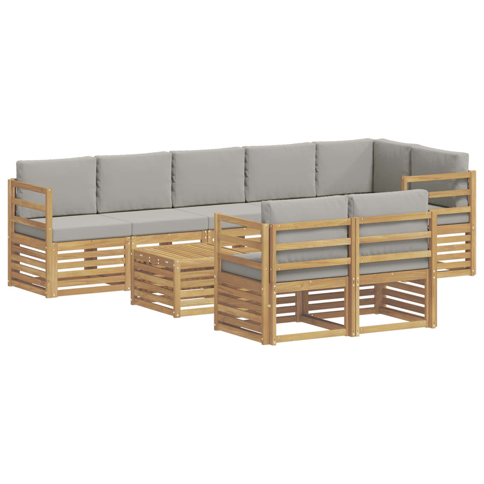 Set vanjskih sofa 9 pcs Bijela i svjetlosiva 59 x 59 x 37 cm