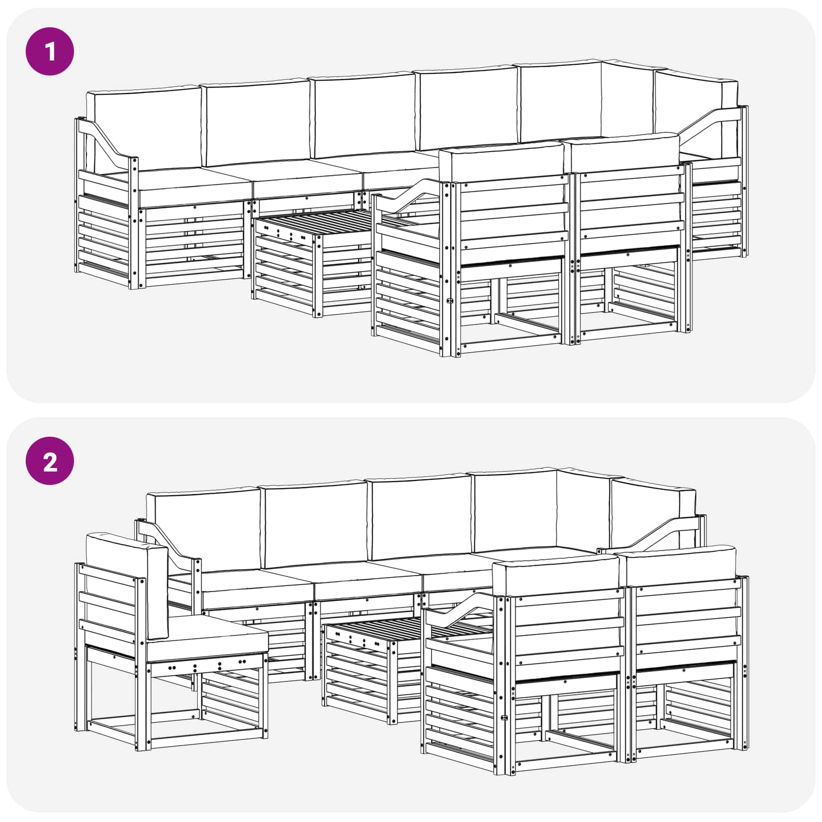 Set vanjskih sofa 9 pcs Bijela i svjetlosiva 59 x 59 x 37 cm