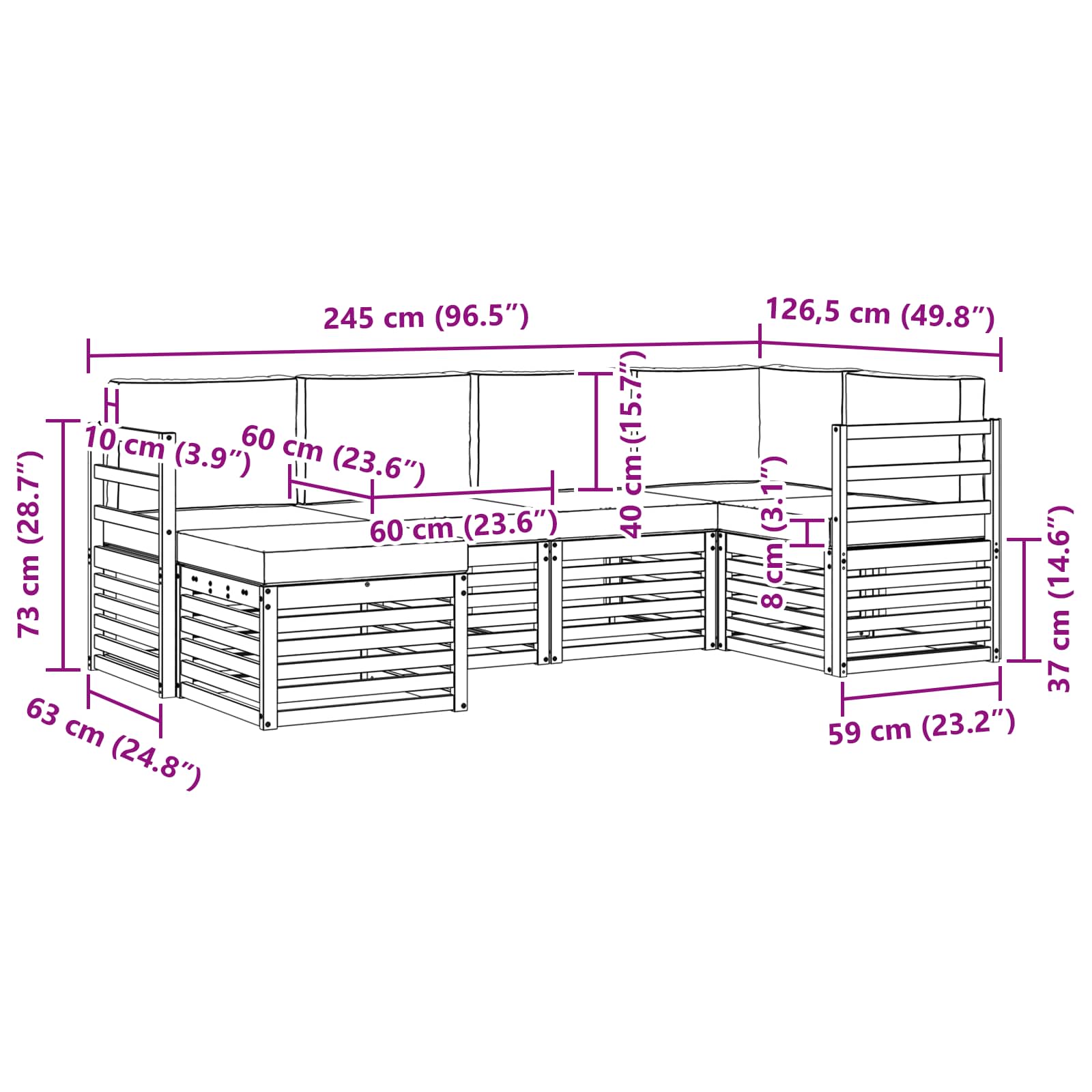 Set vanjskih sofa 6 pcs Bijela i antracit Poliester