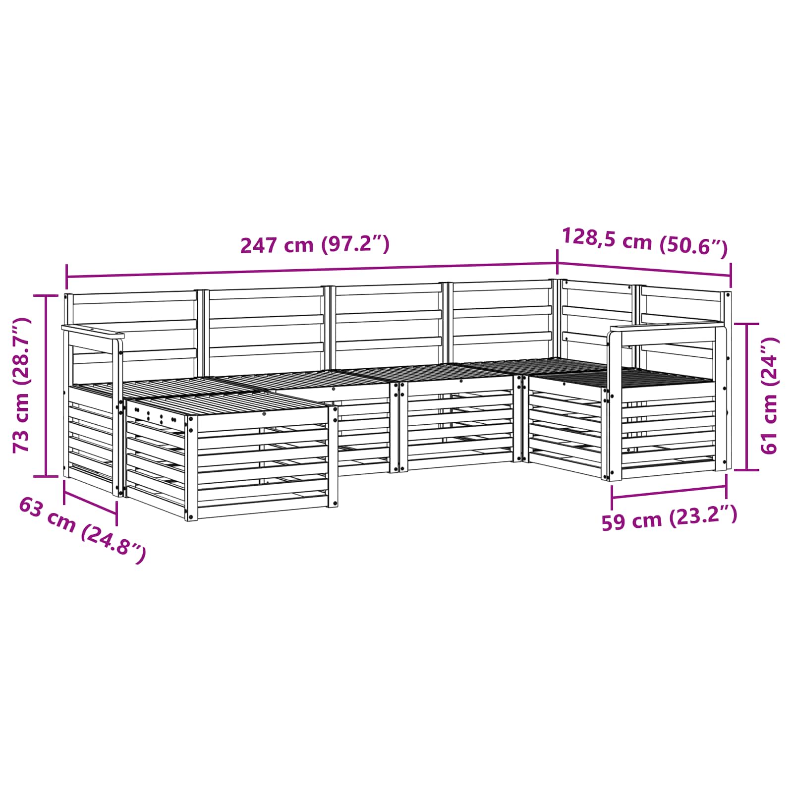 Set vanjskih sofa 6 pcs Bijela Poliester