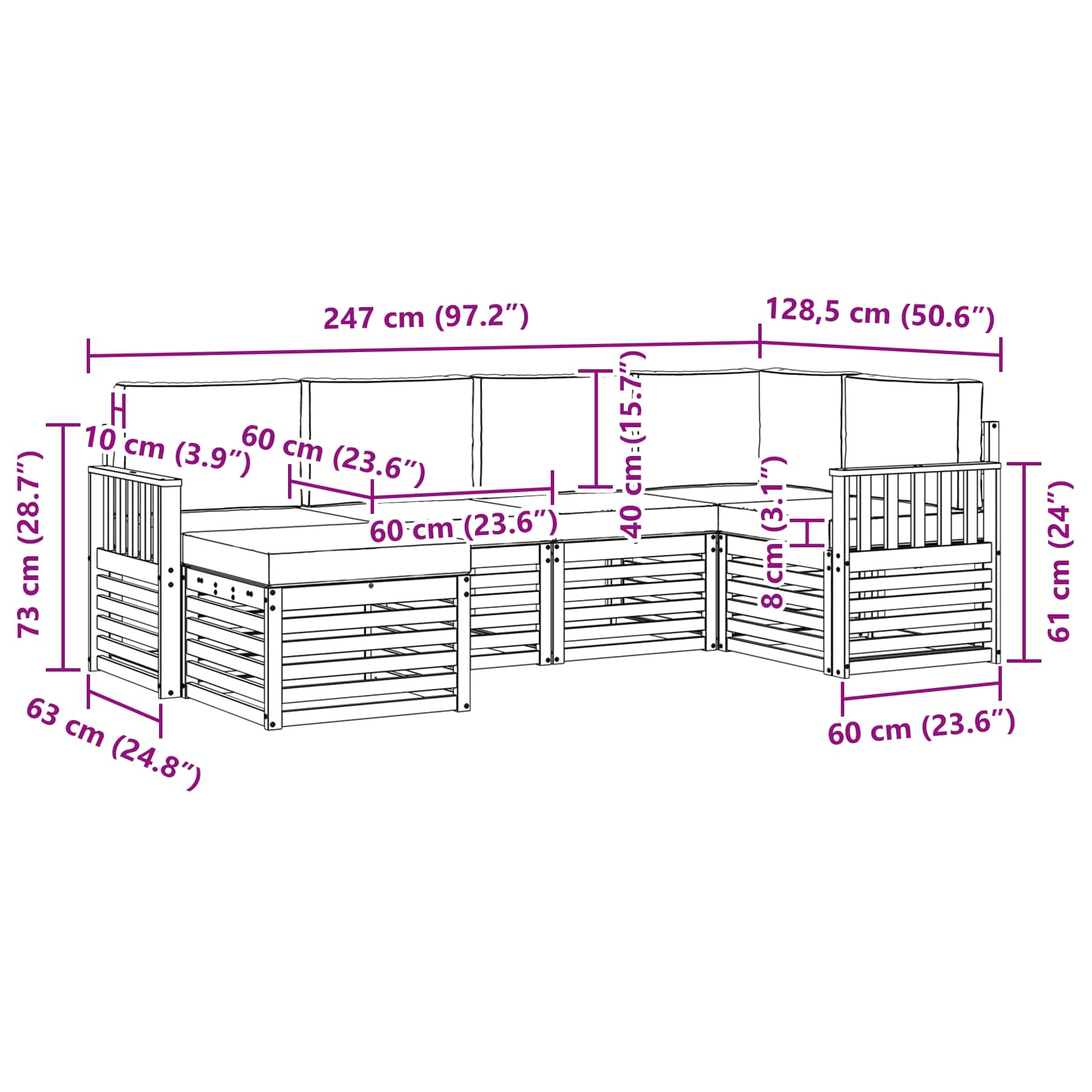 Set vanjskih sofa 6 pcs Bijela i antracit Poliester