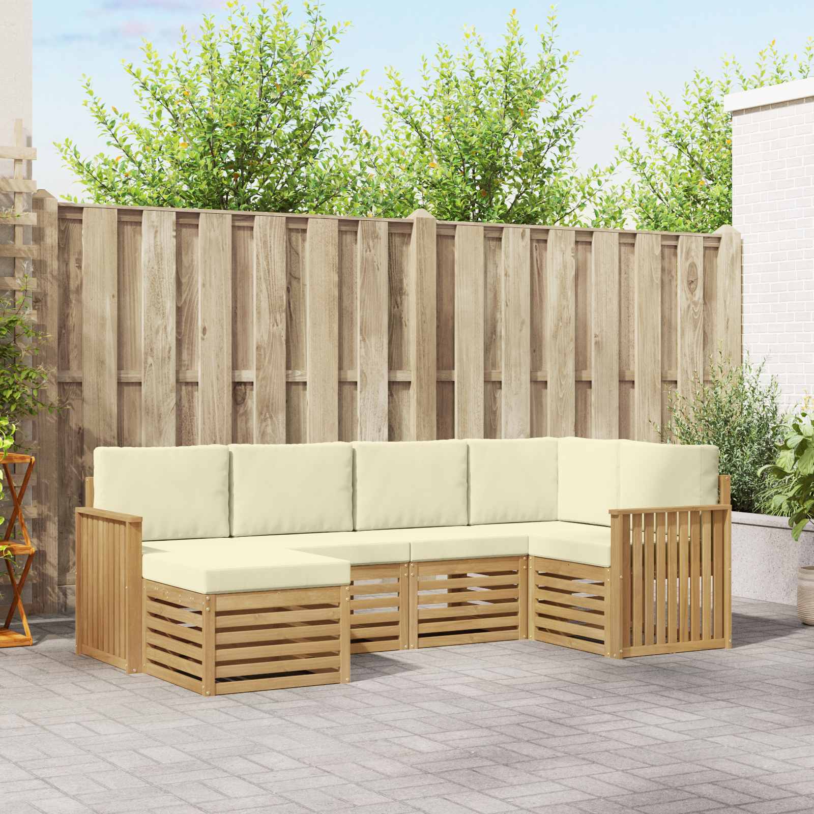 Set vanjskih sofa 6 pcs Bijela i krem Poliester