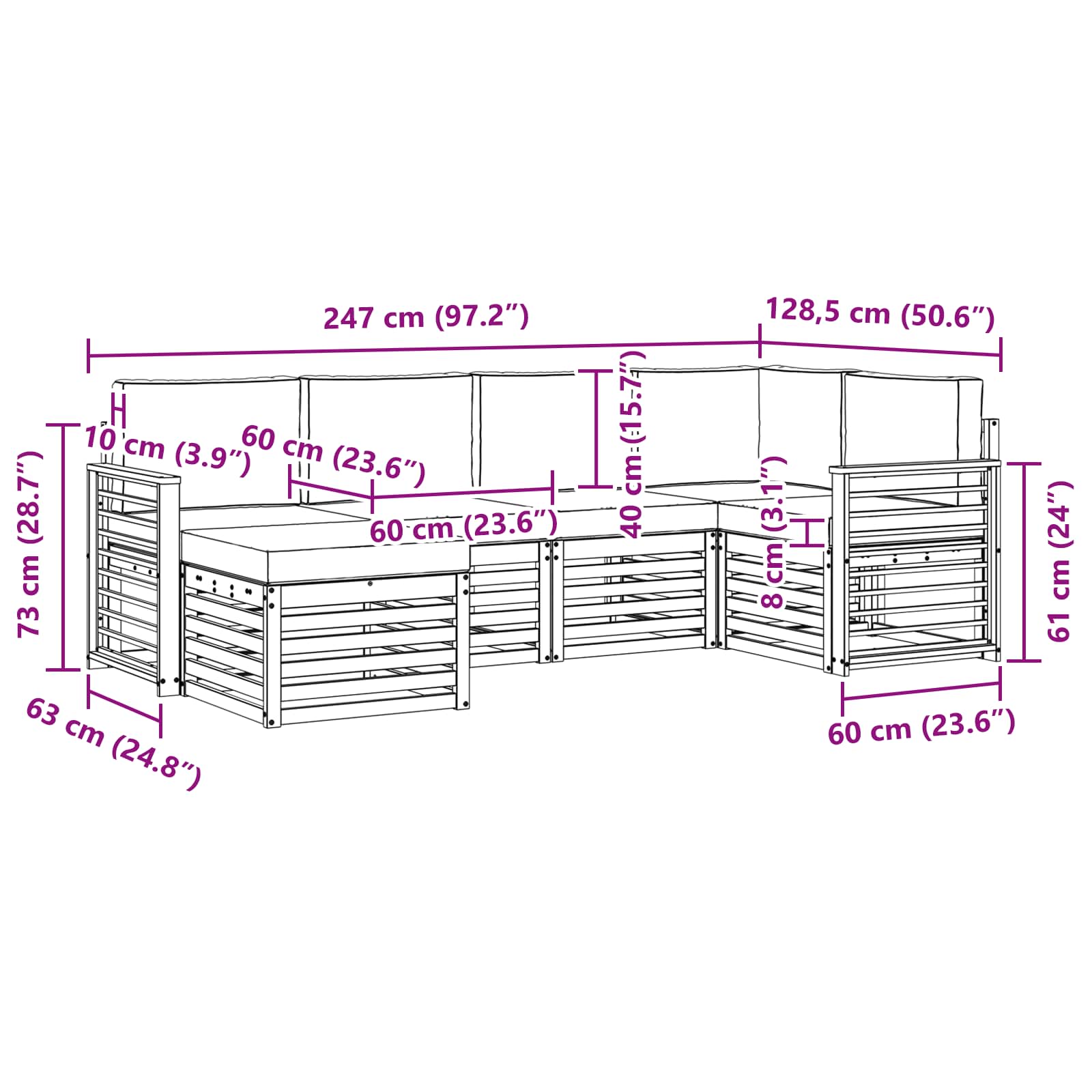 Set vanjskih sofa 6 pcs Bijela i antracit Poliester