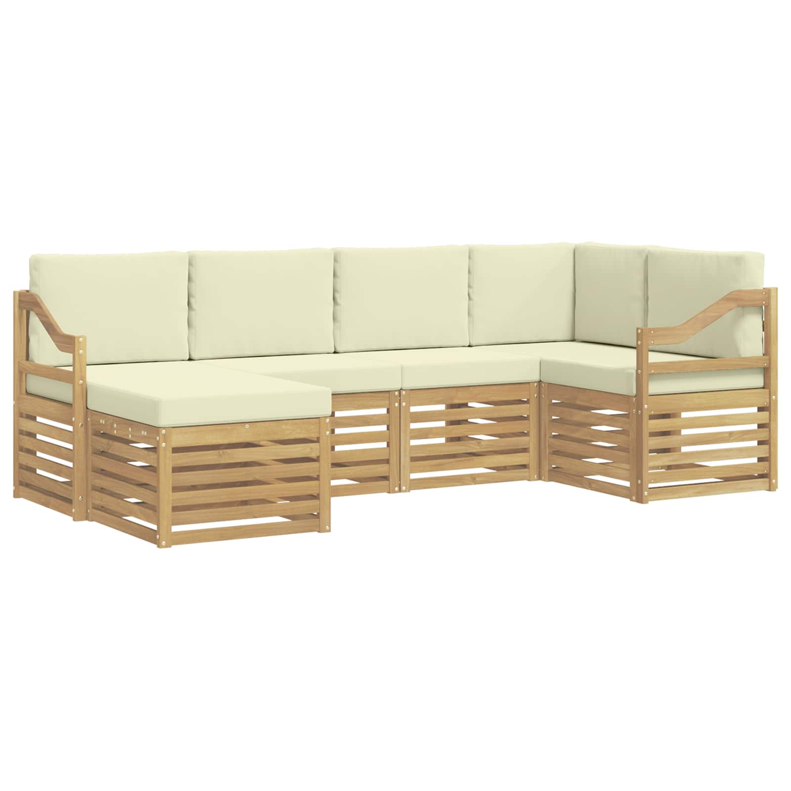 Set vanjskih sofa 6 pcs Bijela i krem Poliester