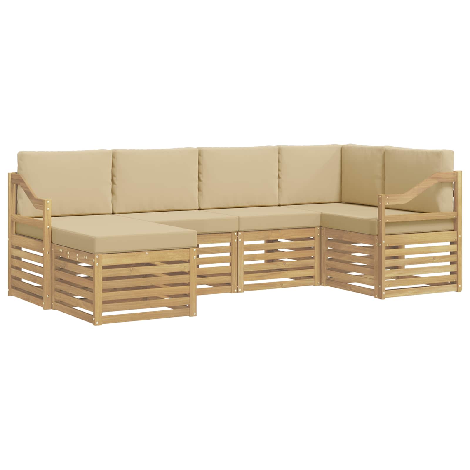 Set vanjskih sofa 6 pcs Bijela i bež Poliester