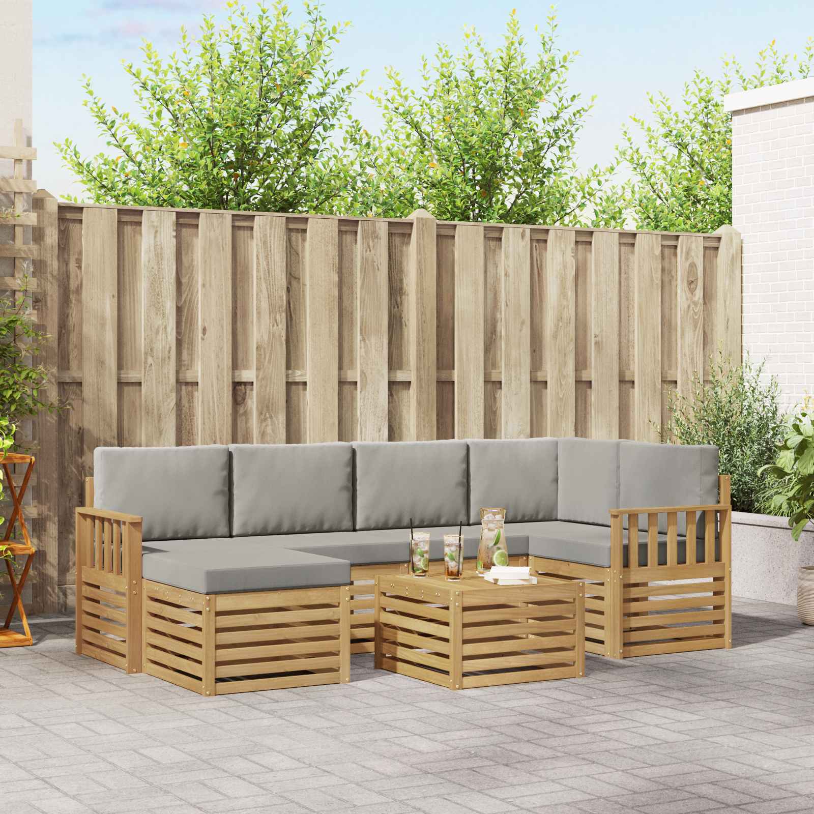 Set vanjskih sofa 7 pcs Bijela i svjetlosiva 59 x 59 x 37 cm