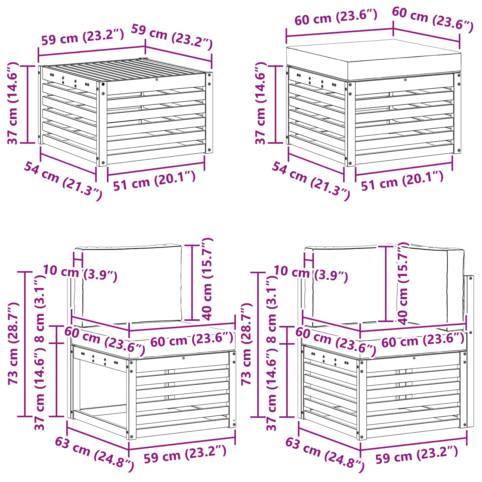 Set vanjskih sofa 7 pcs Bijela i bež Poliester