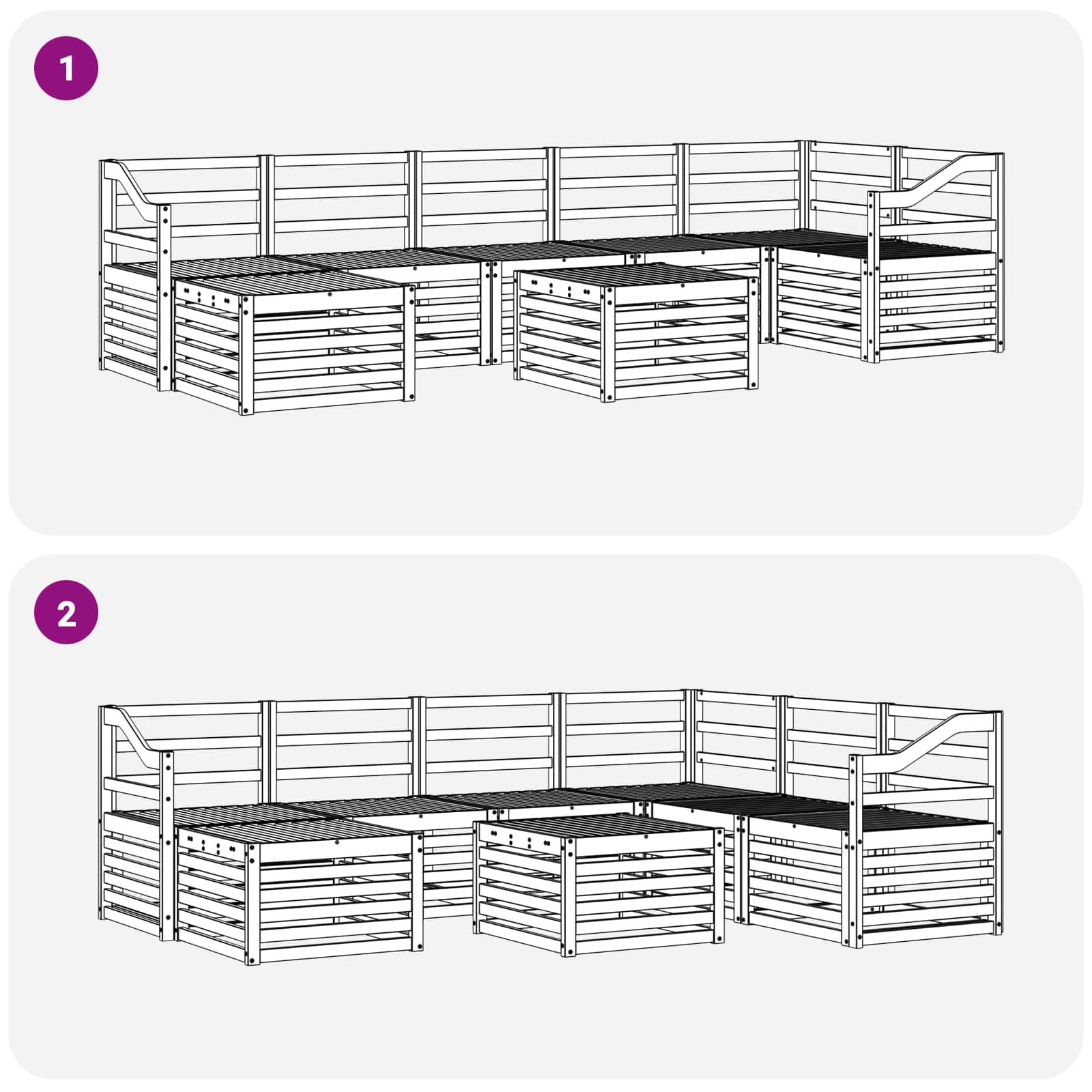 Set vanjskih sofa 8 pcs Bijela 59 x 59 x 37 cm