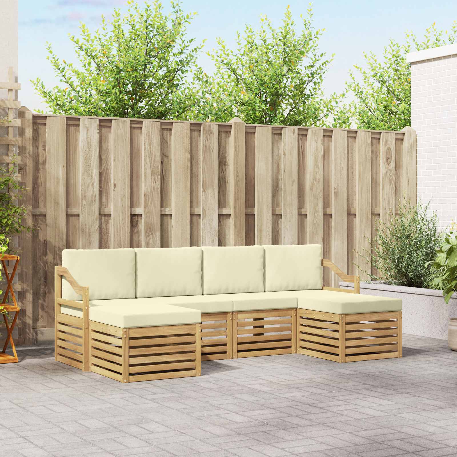 Set vanjskih sofa 6 pcs Bijela i krem 245 x 122,5 x 73 cm