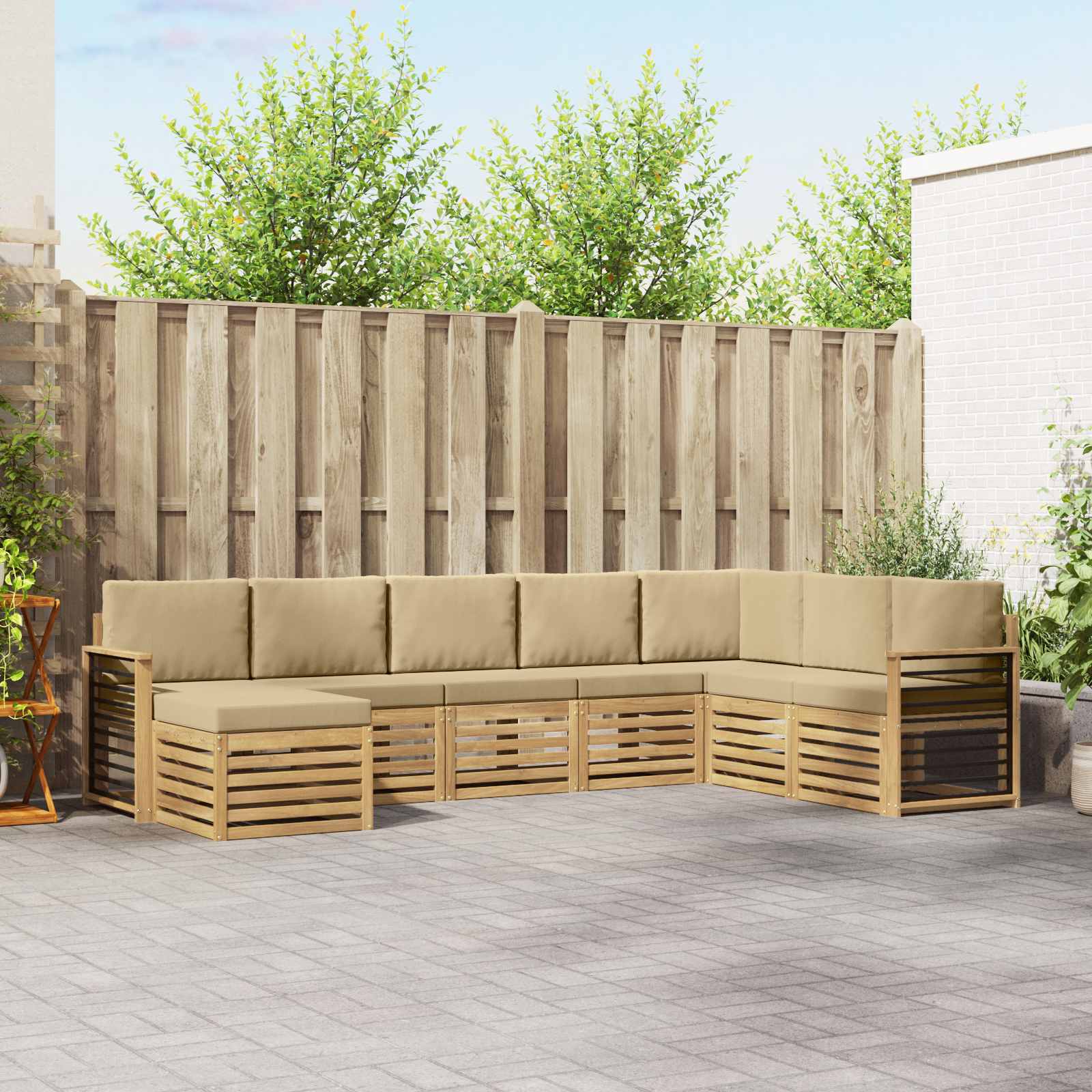 Set vanjskih sofa 8 pcs Bijela i bež 306 x 187,5 x 73 cm