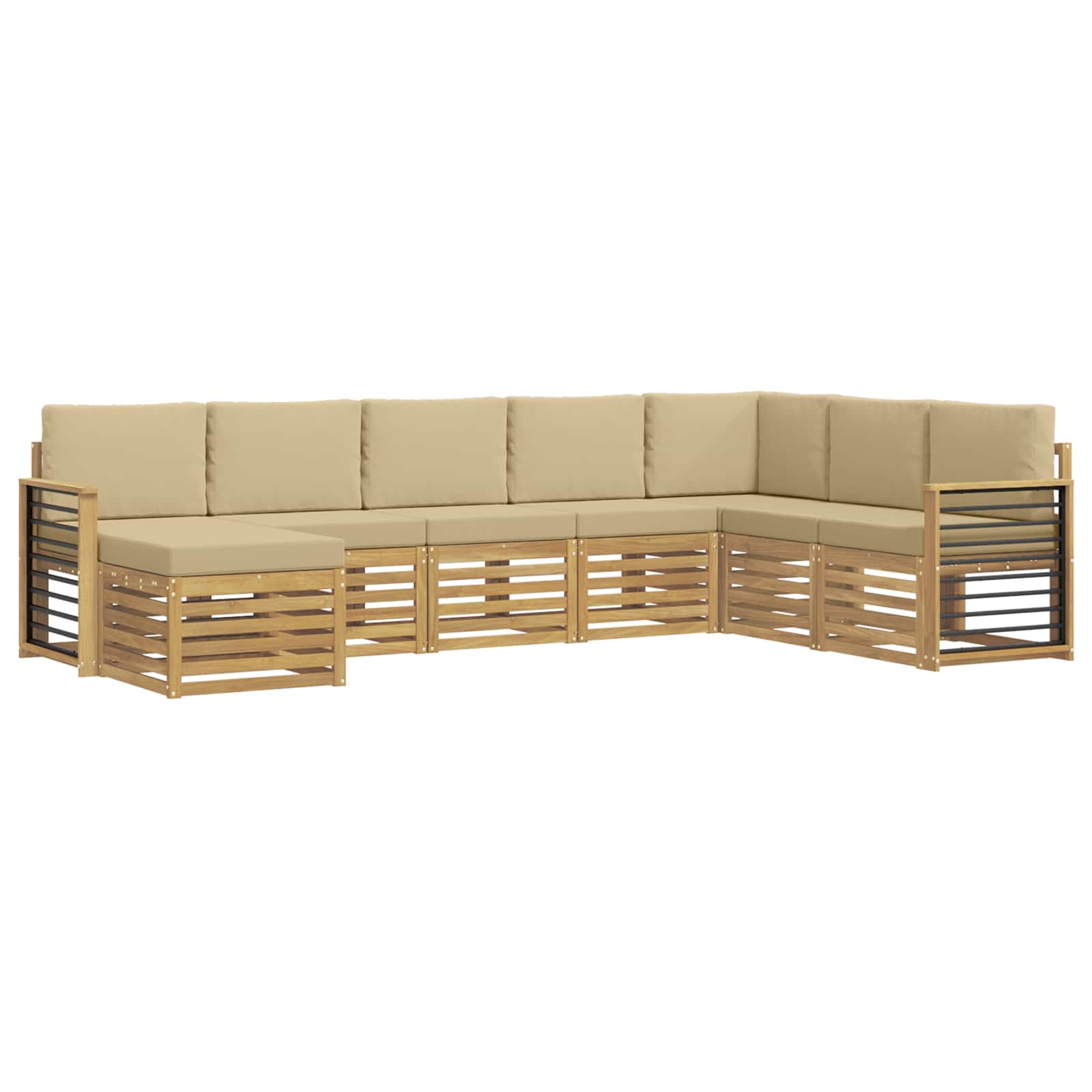 Set vanjskih sofa 8 pcs Bijela i bež 306 x 187,5 x 73 cm
