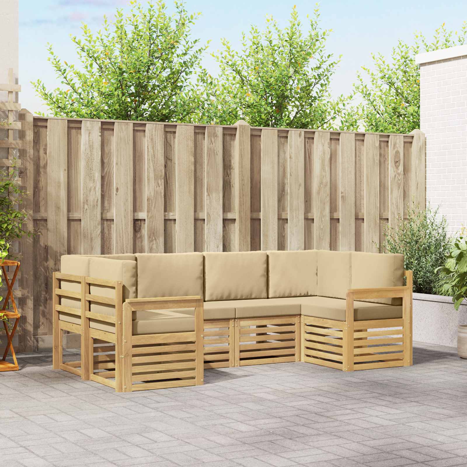 Set vanjskih sofa 5 pcs Bijela i Bež 245 x 128,5 x 73 cm