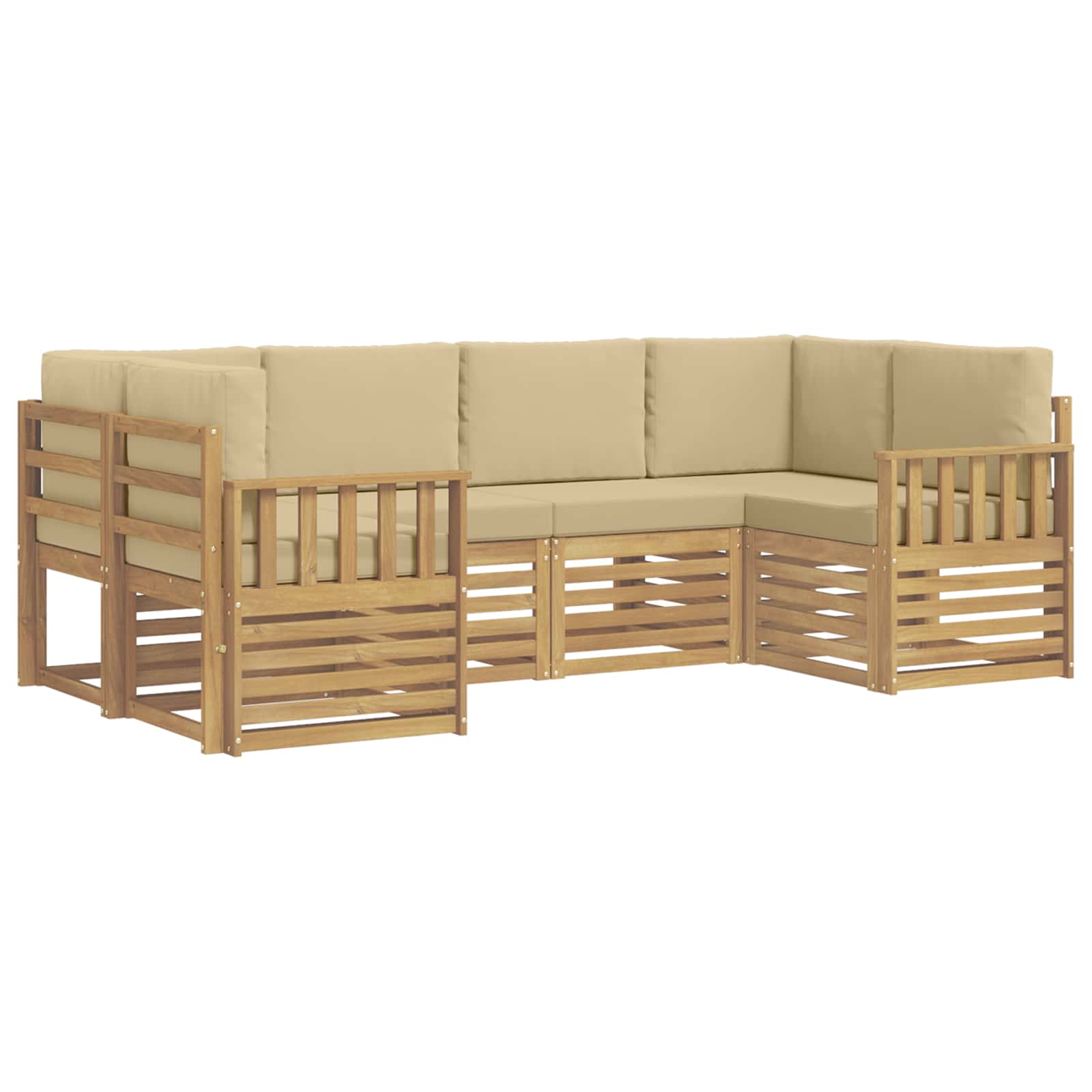 Set vanjskih sofa 5 pcs Bijela i Bež 245 x 128,5 x 73 cm