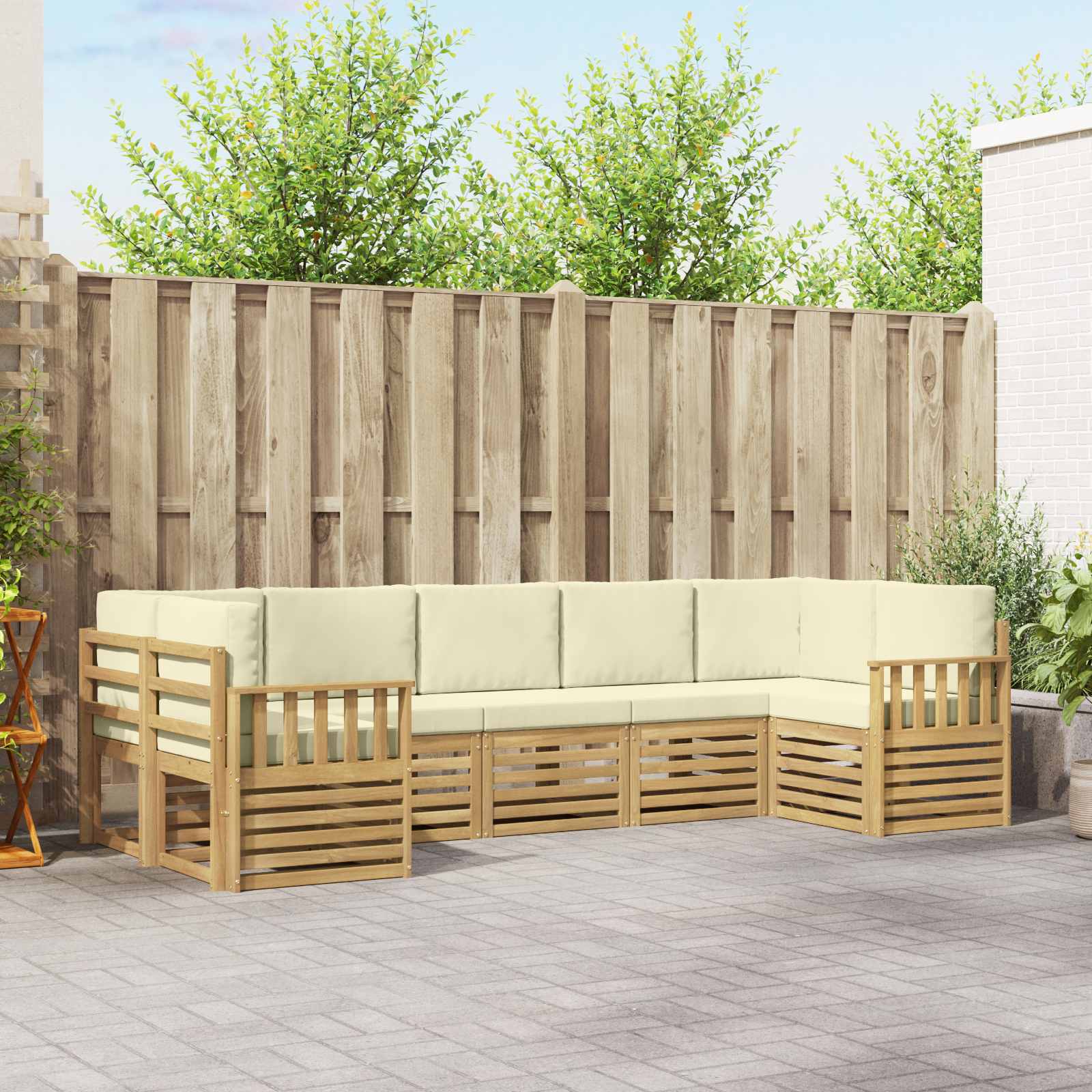 Set vanjskih sofa 6 pcs Bijela i Krem 304 x 128,5 x 73 cm
