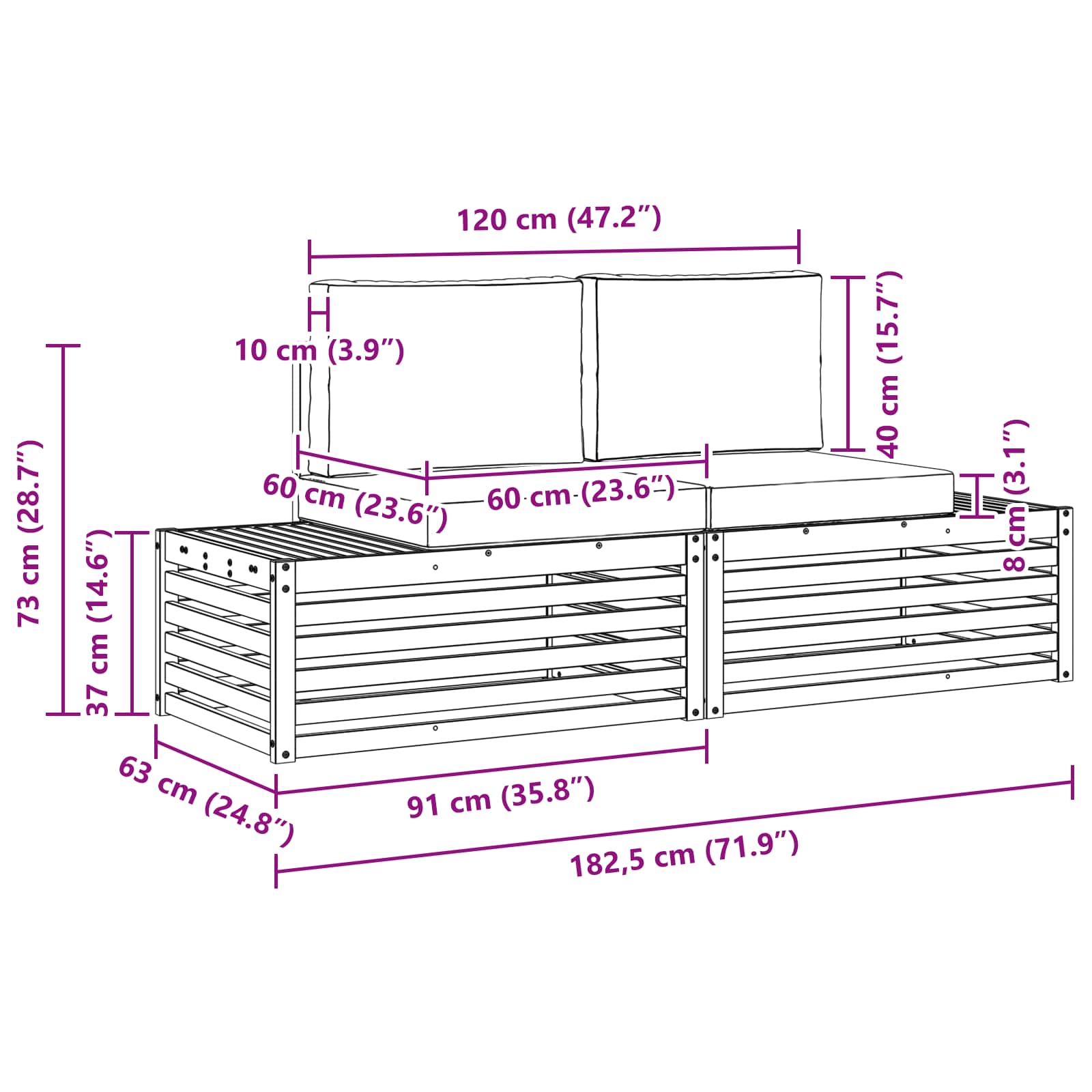 Setovi sofa 3 Komad 182,5 x 63 x 73 cm