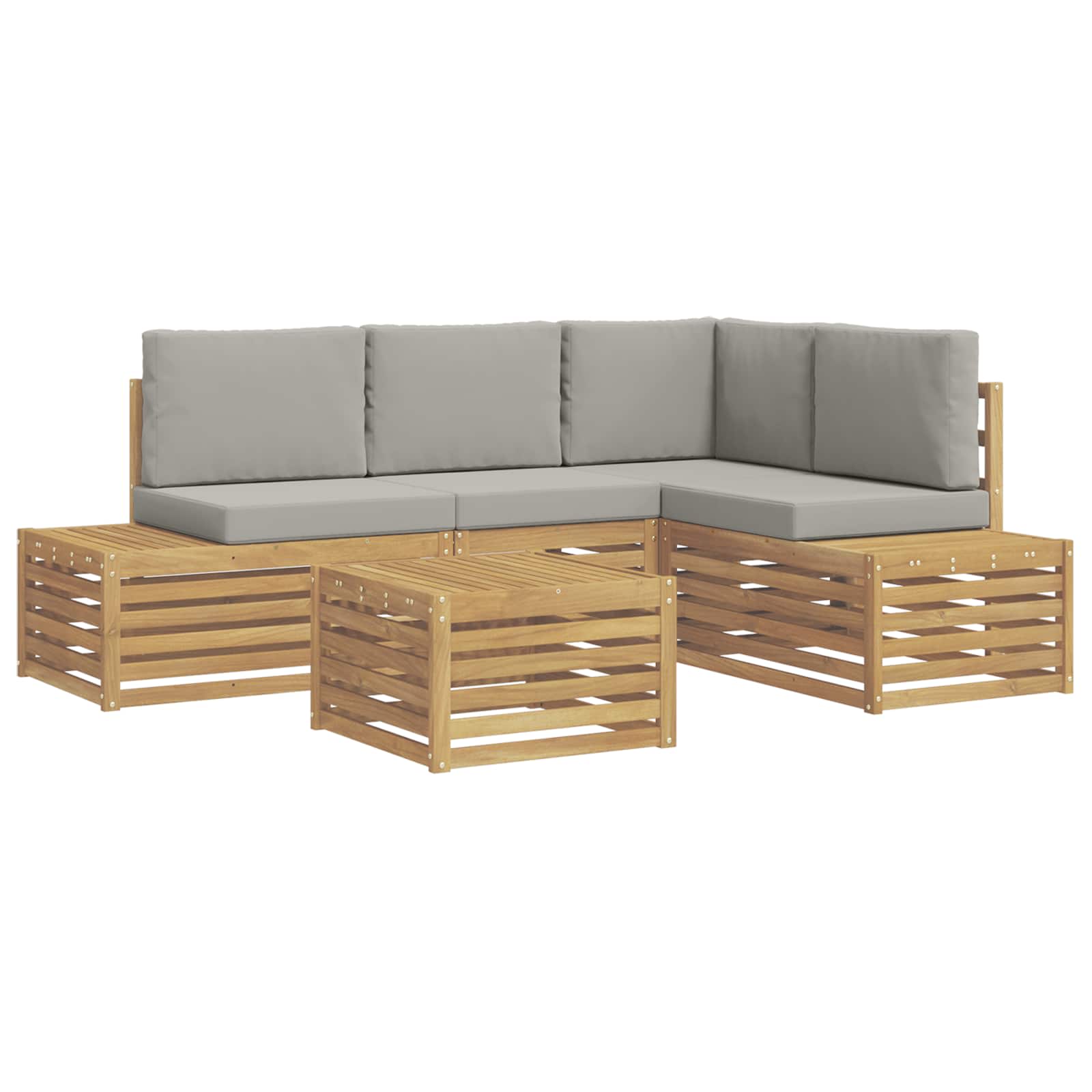 Set vanjskih sofa s jastukom 5 Komad Bijela i svjetlosiva