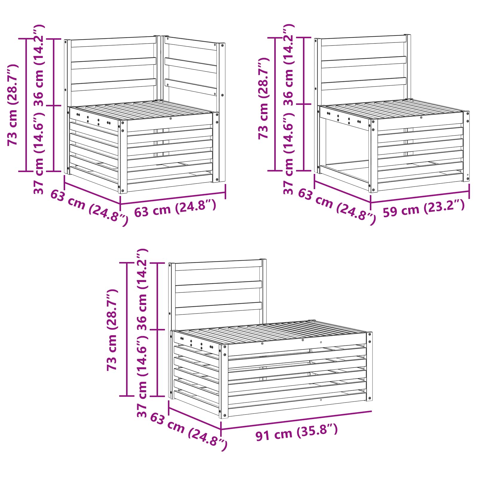 Set vanjskih sofa 6 Komad Bijela
