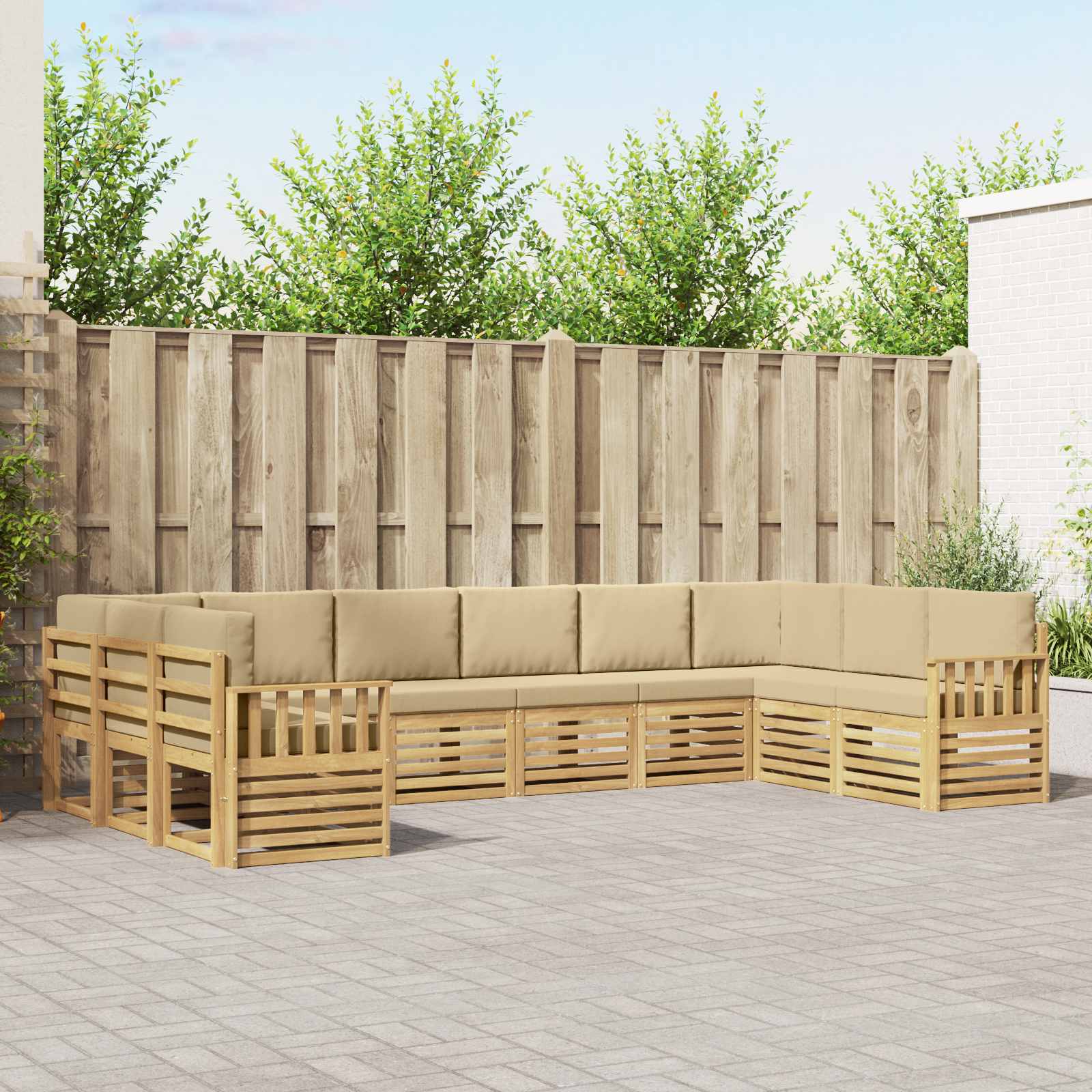Set vanjskih sofa 7 pcs Bijela i Bež 363 x 187,5 x 73 cm