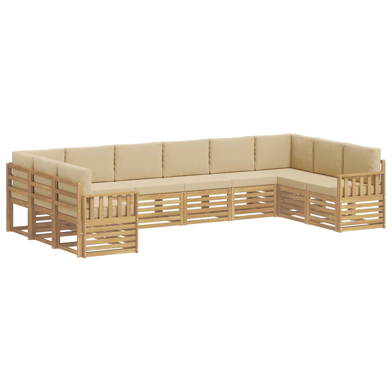 Set vanjskih sofa 7 pcs Bijela i Bež 363 x 187,5 x 73 cm