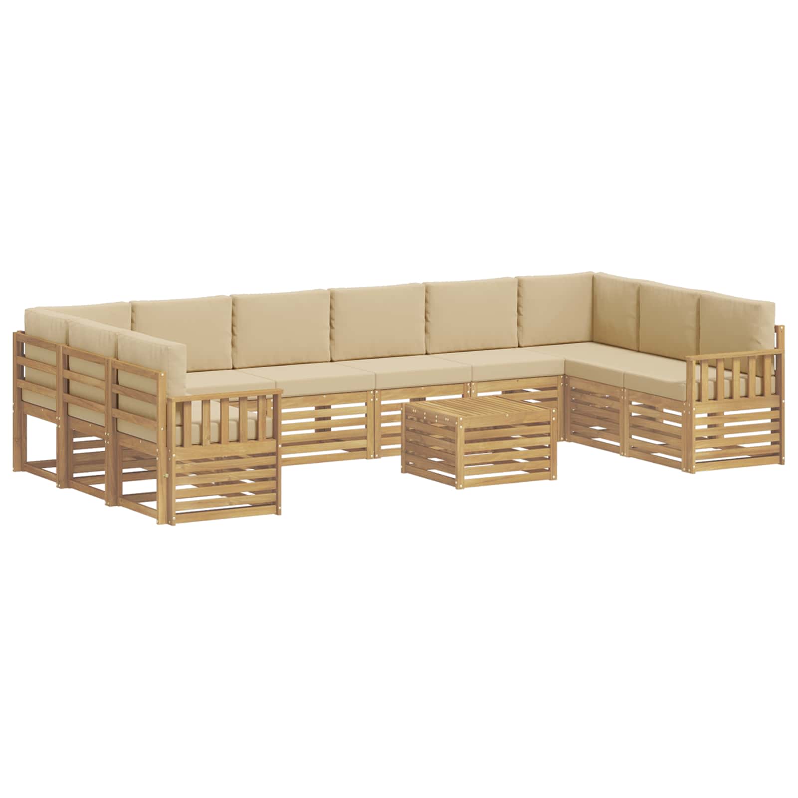 Set vanjskih sofa 8 pcs Bijela i Bež 59 x 59 x 37 cm Poliester