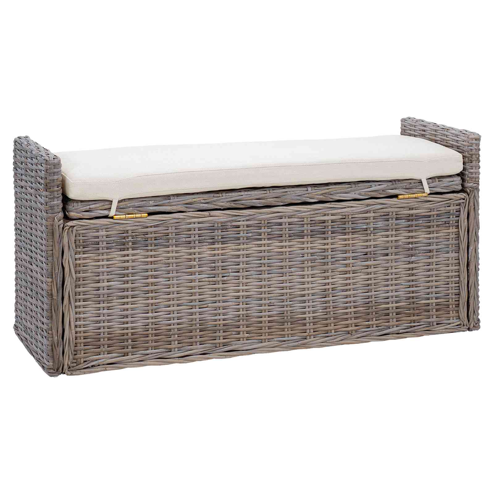 Klupa za pohranu s jastukom Siva 110 x 40 x 50 cm Ratan