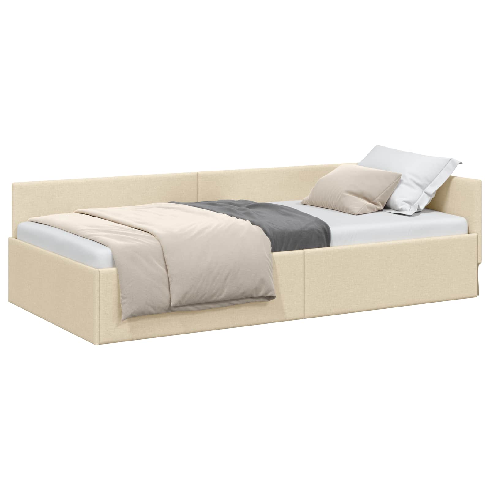 Kutni okvir kreveta s uzglavljem Krema 90 cm x 190 cm tkanina