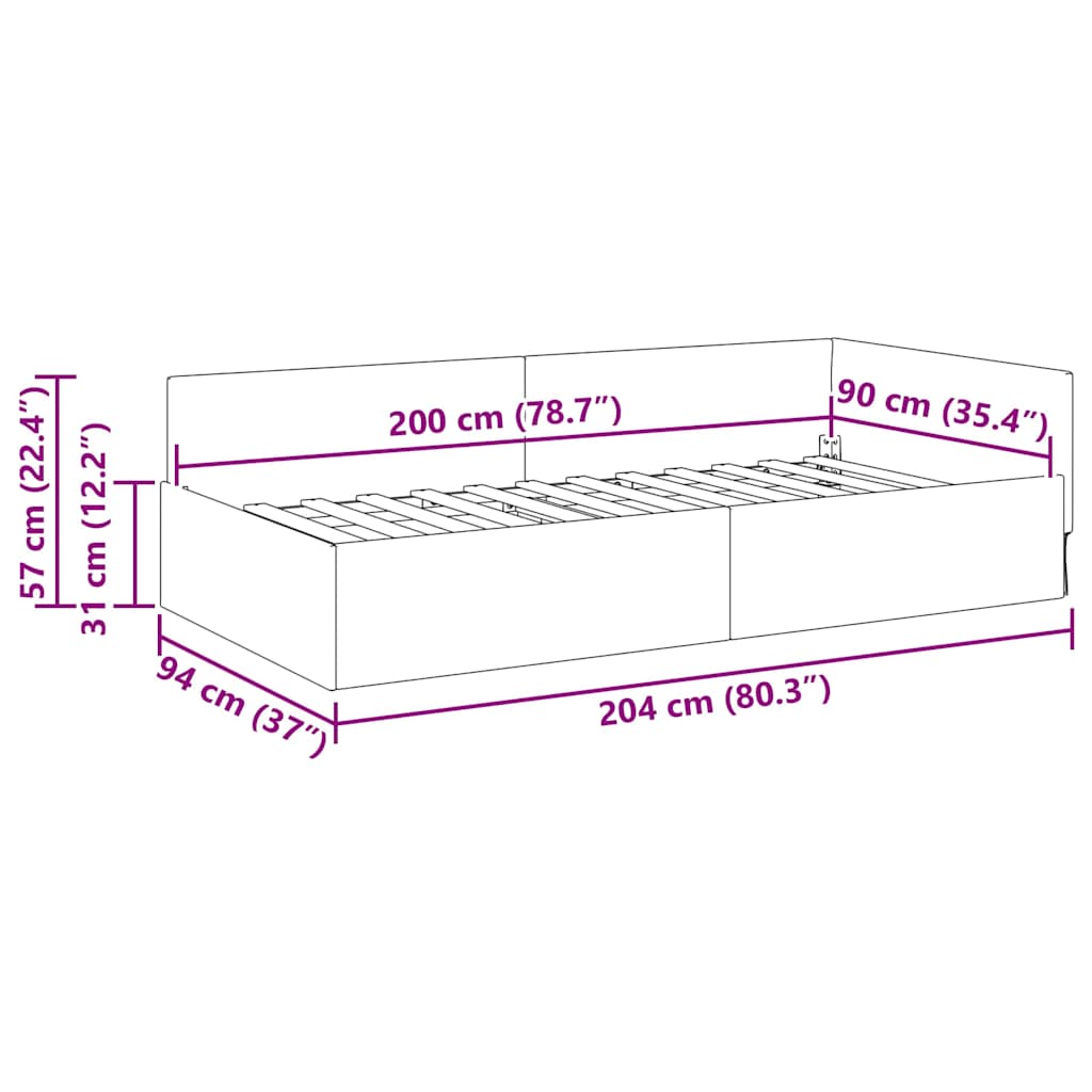 Kutni okvir kreveta s uzglavljem Krema 90 cm x 200 cm tkanina