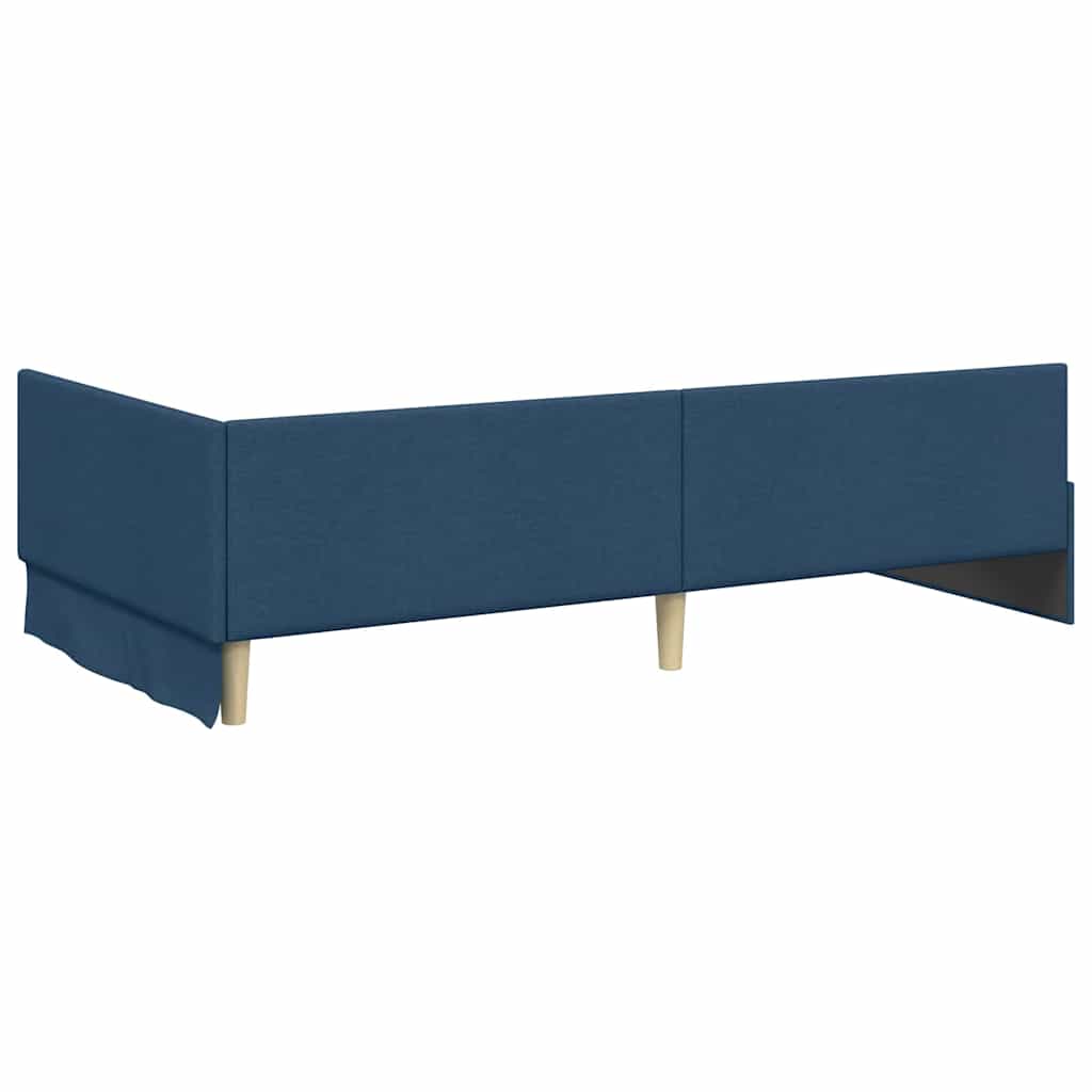 Kutni okvir kreveta s uzglavljem Plava 90 cm x 200 cm tkanina