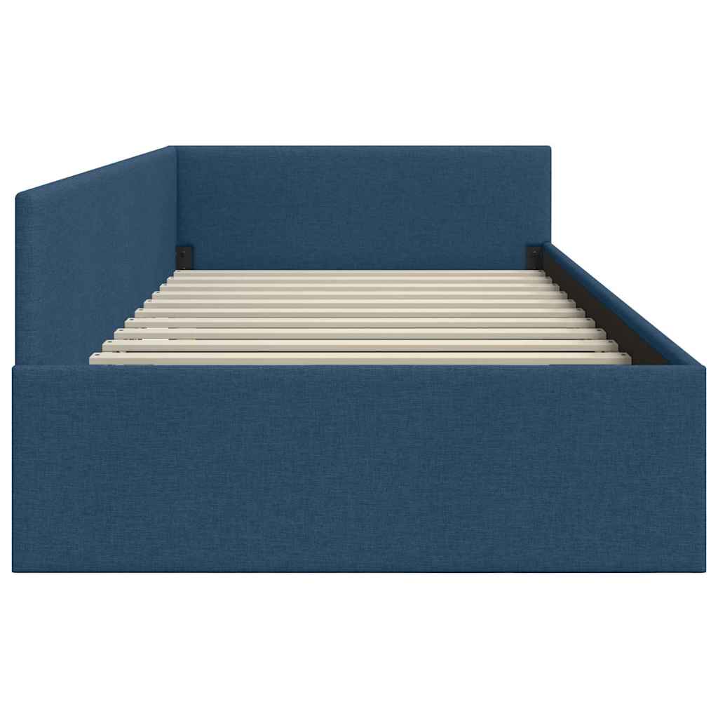 Kutni okvir kreveta s uzglavljem Plava 90 cm x 200 cm tkanina