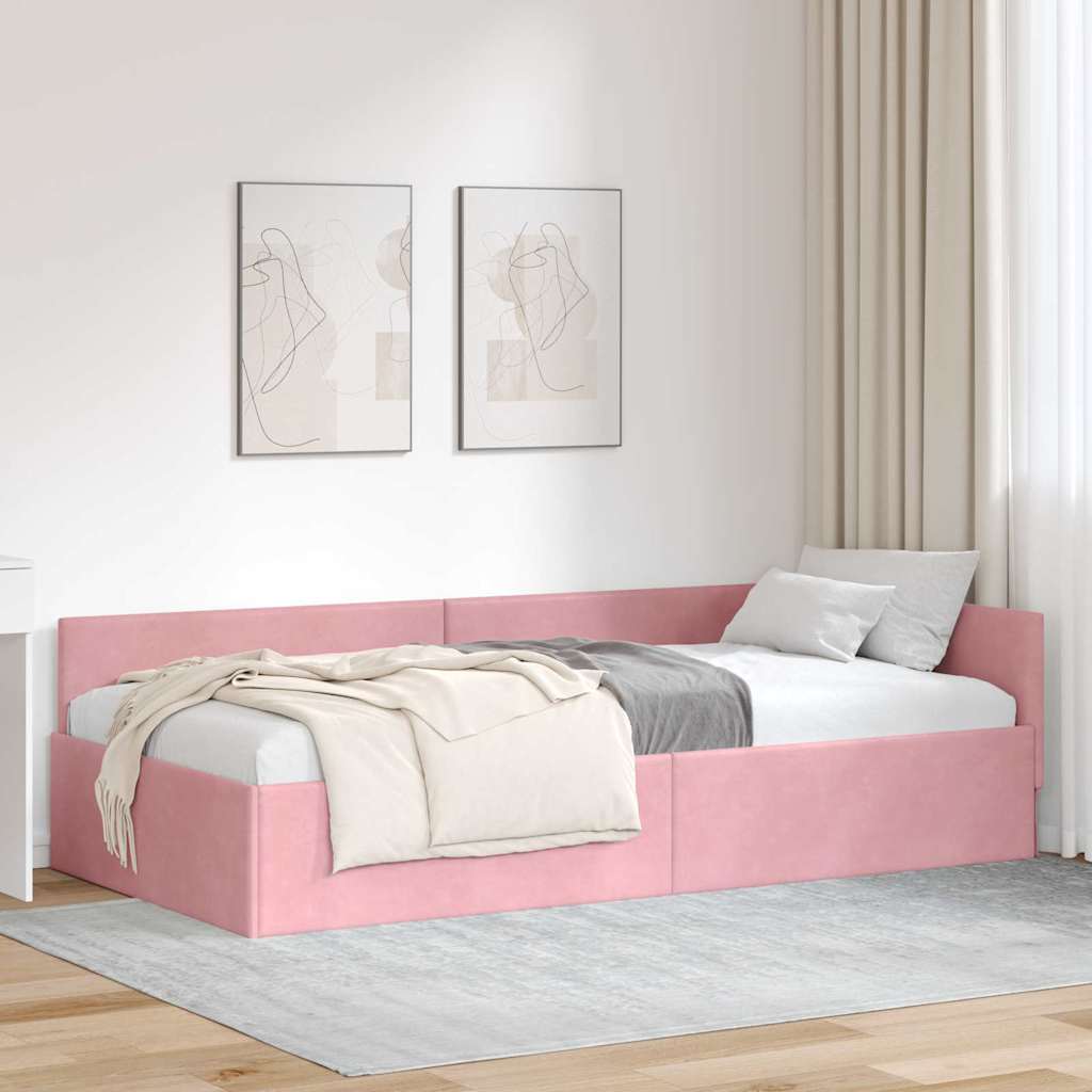 Kutni okvir kreveta Ružičasta 90 cm x 200 cm Baršun