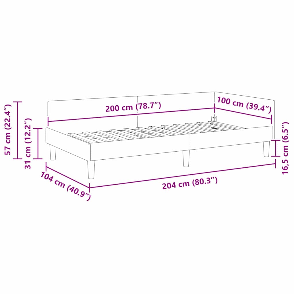 Kutni okvir kreveta Sivo-smeđa 100 x 200 cm tkanina