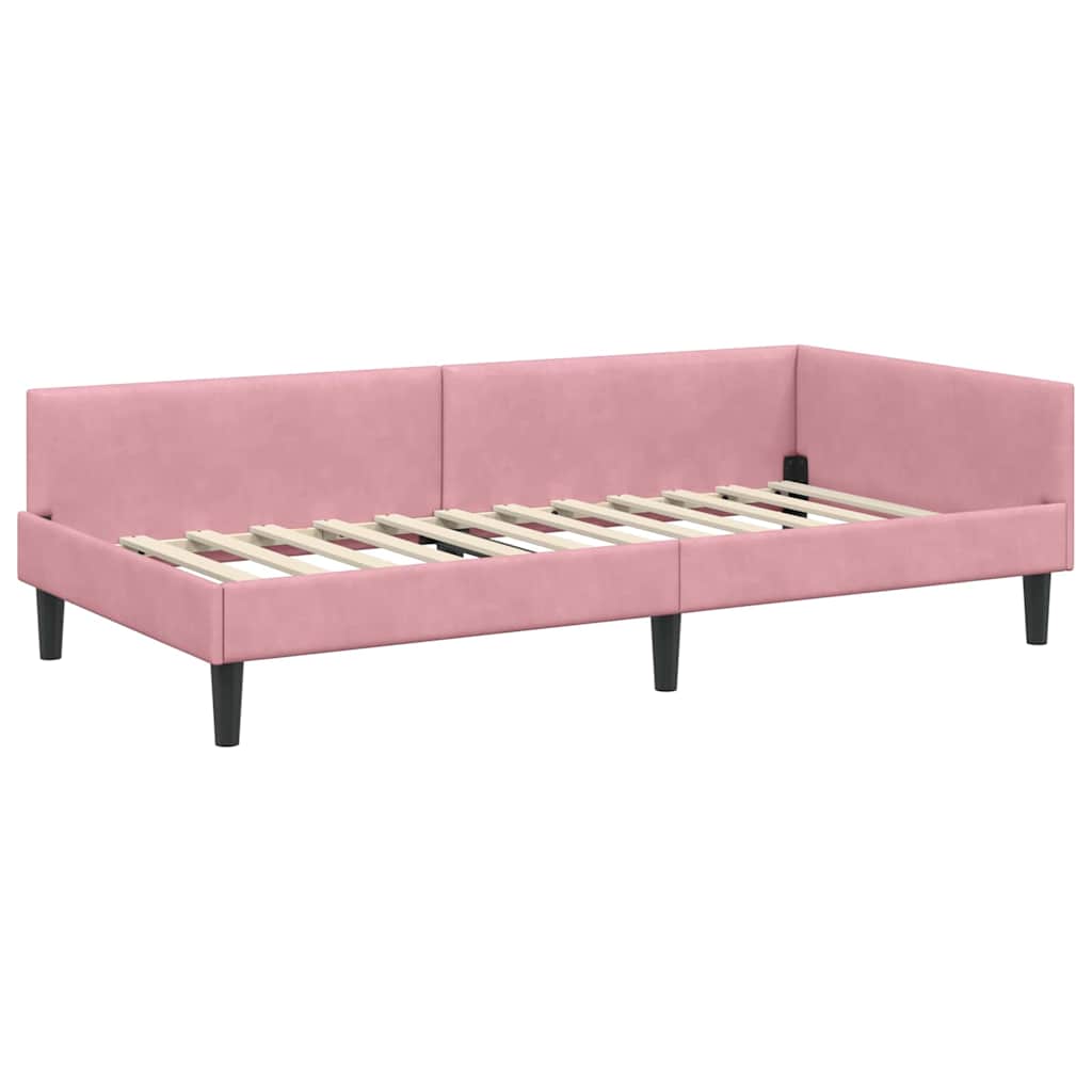 Kutni okvir kreveta Ružičasta 90 cm x 200 cm Baršun