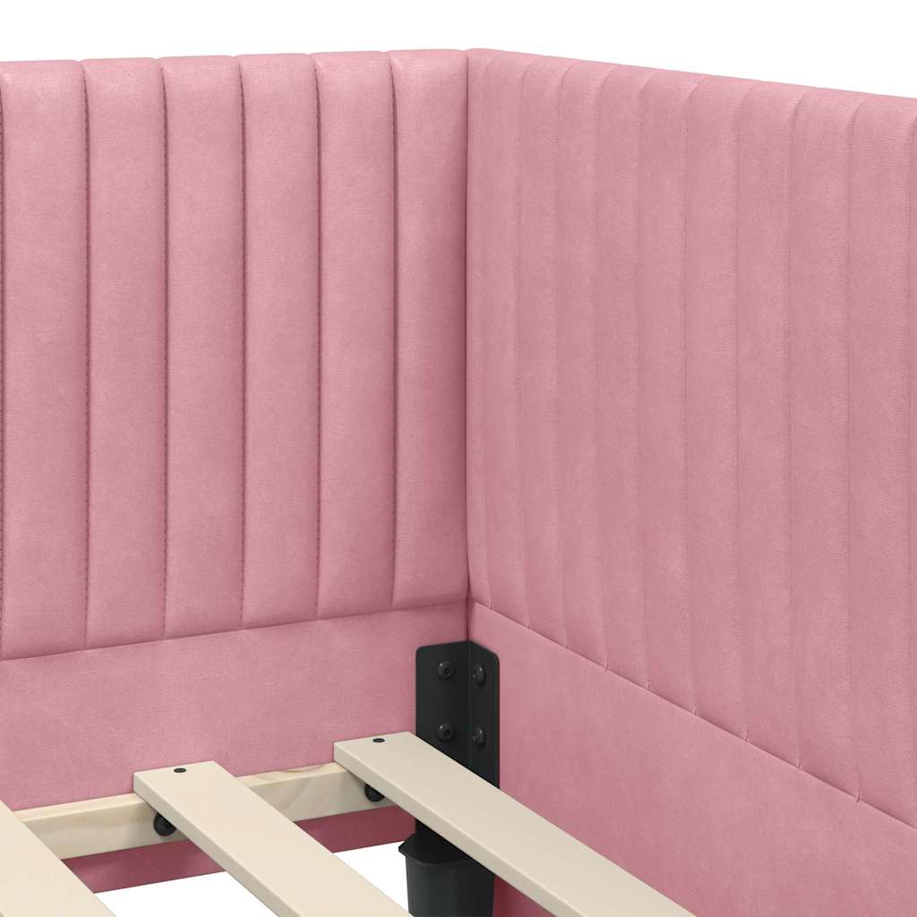 Kutni okvir kreveta Ružičasta 90 cm x 200 cm Baršun