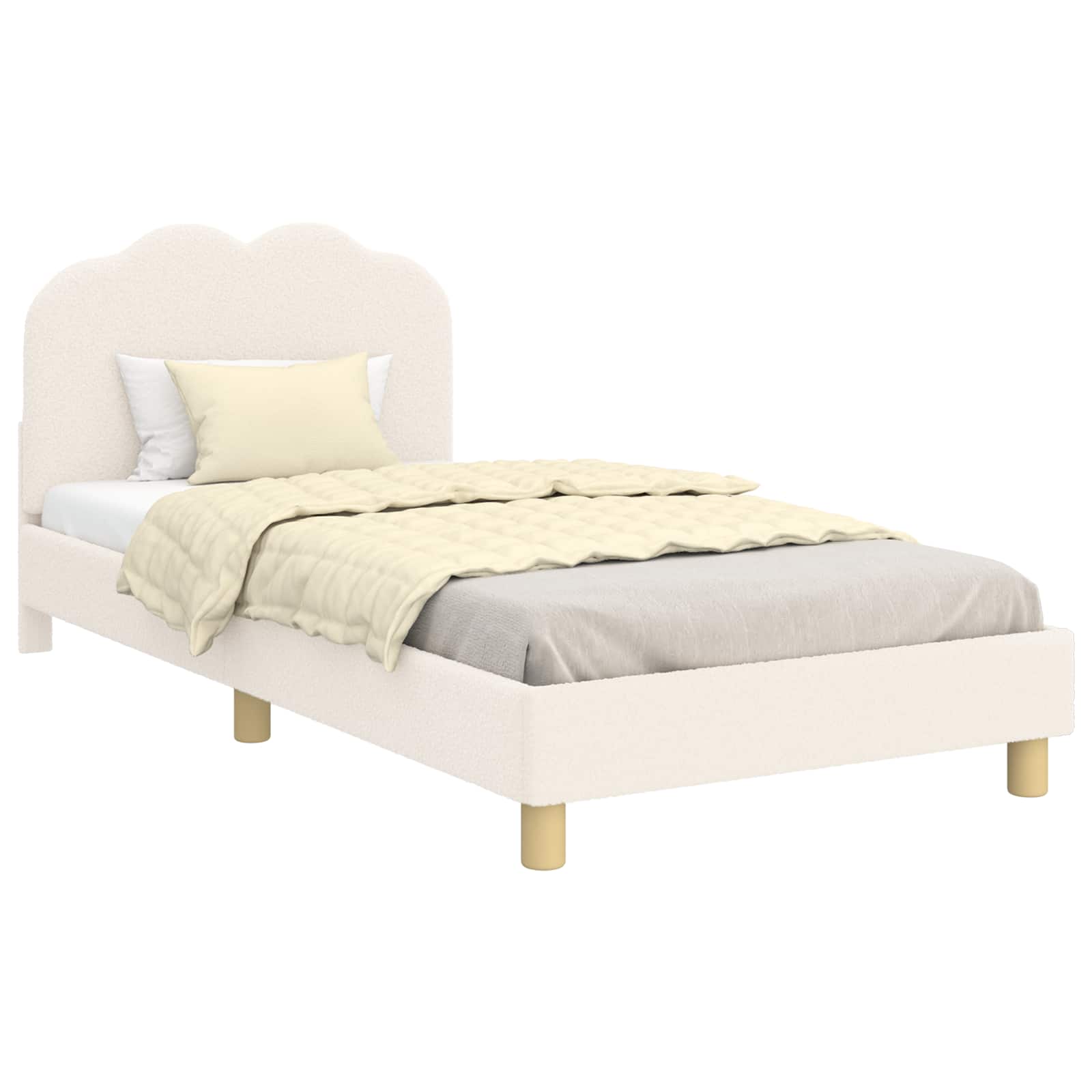Krevet za djecu s uzglavljem Krem 80 x 200 cm Bouclé