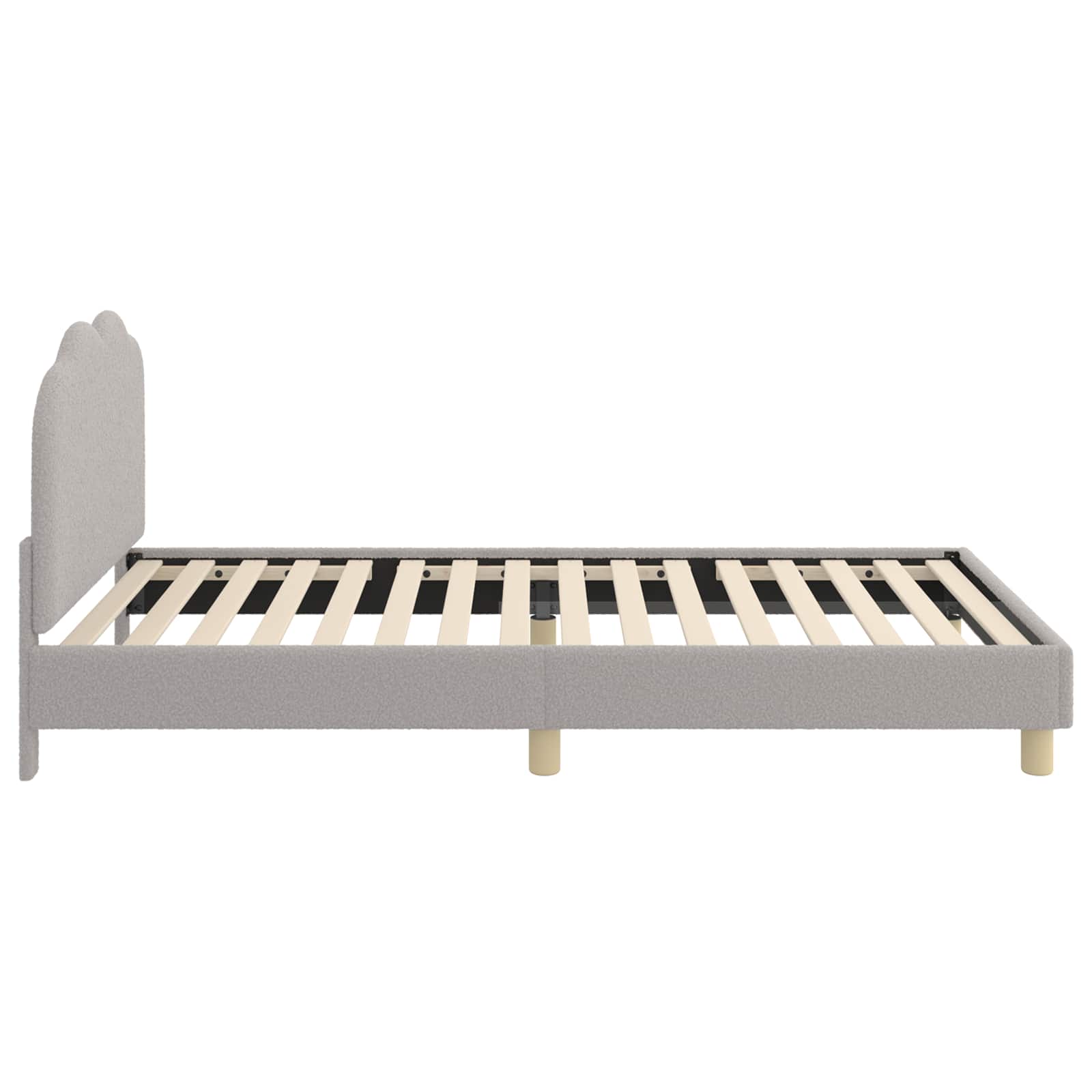Krevet za djecu s uzglavljem Svjetlosiva 80x200 cm Bouclé