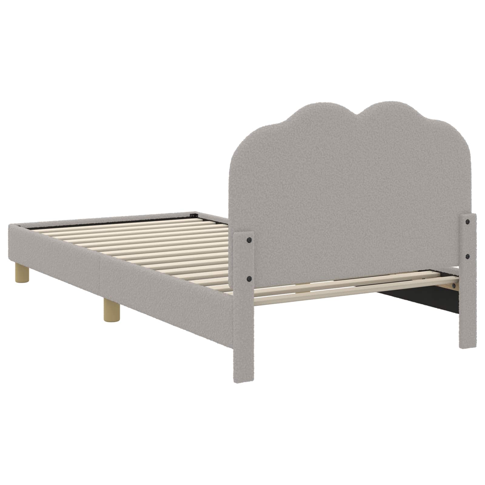 Krevet za djecu s uzglavljem Svjetlosiva 90 x 200 cm Bouclé