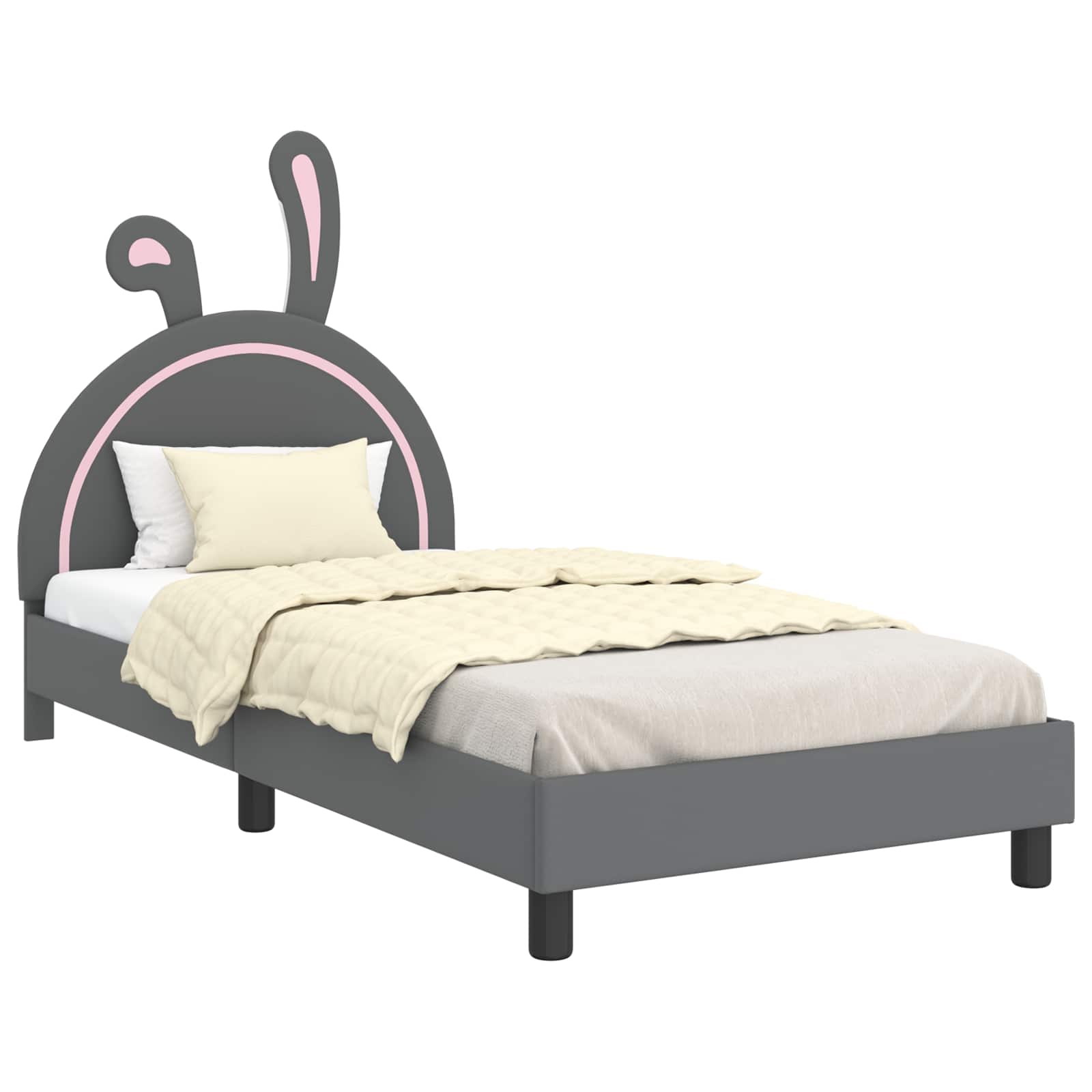Krevet za djecu s uzglavljem Svjetlosiva 90 x 190 cm PU