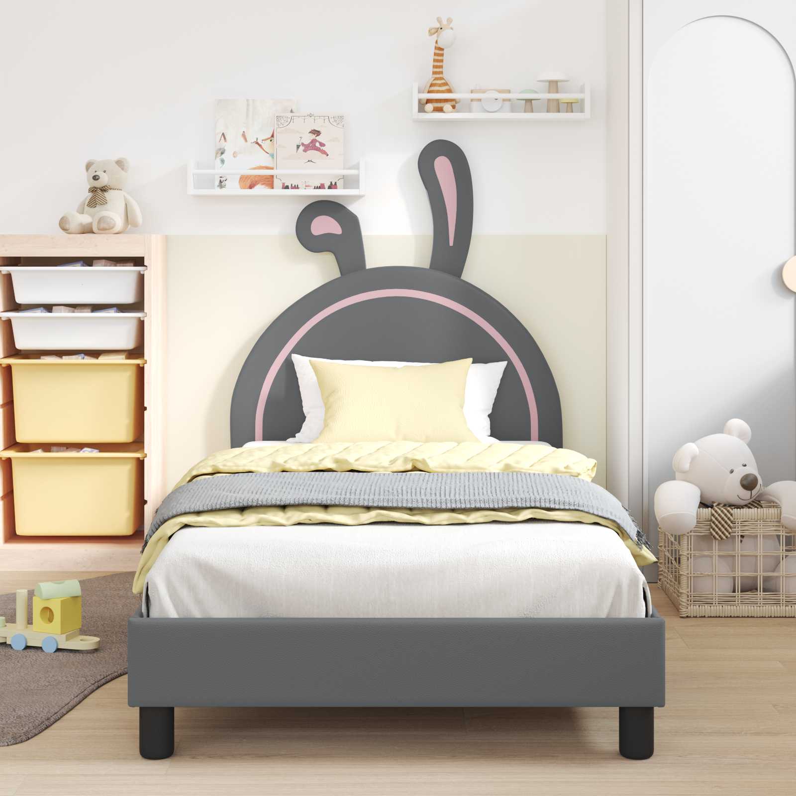 Krevet za djecu s uzglavljem Svjetlosiva 90 x 200 cm PU