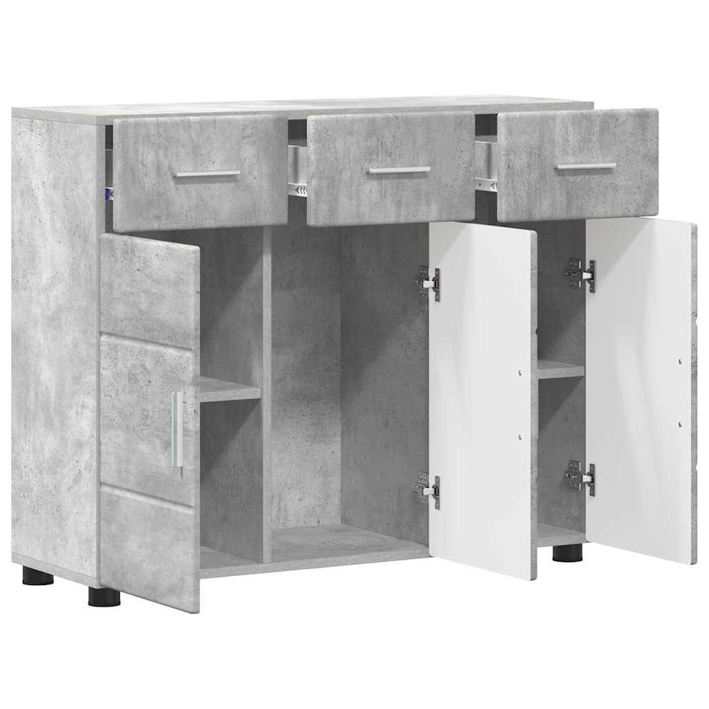 Kreveta s policom FLORIN Betonski sivi 88,5 x 30,5 x 73 cm