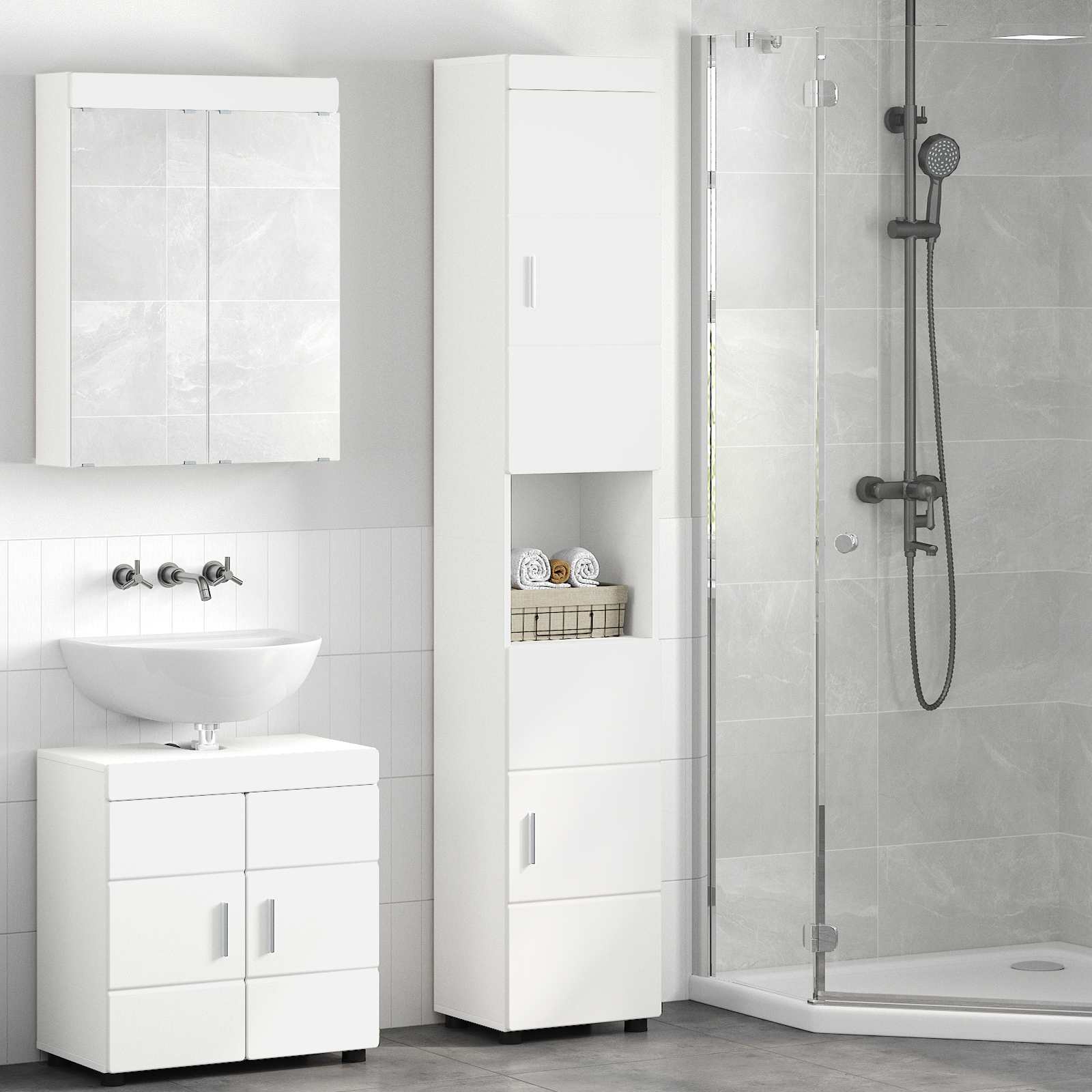 Set ormarića za kupaonicu TULUM Bijelo 37 x 31,5 x 203 cm
