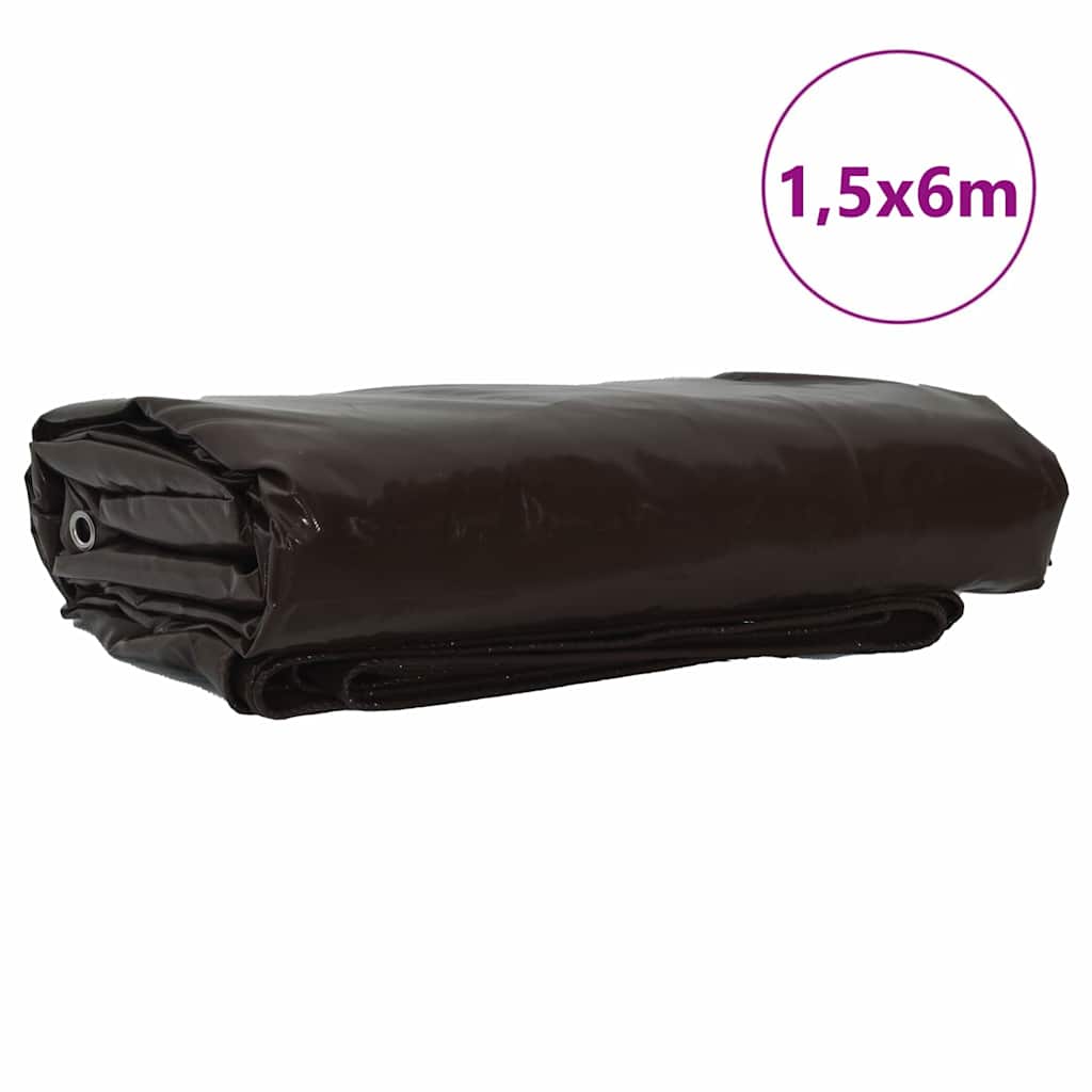 Cerada 650g / m² Smeđa 1,5 x 6 m Platno s PVC premazom