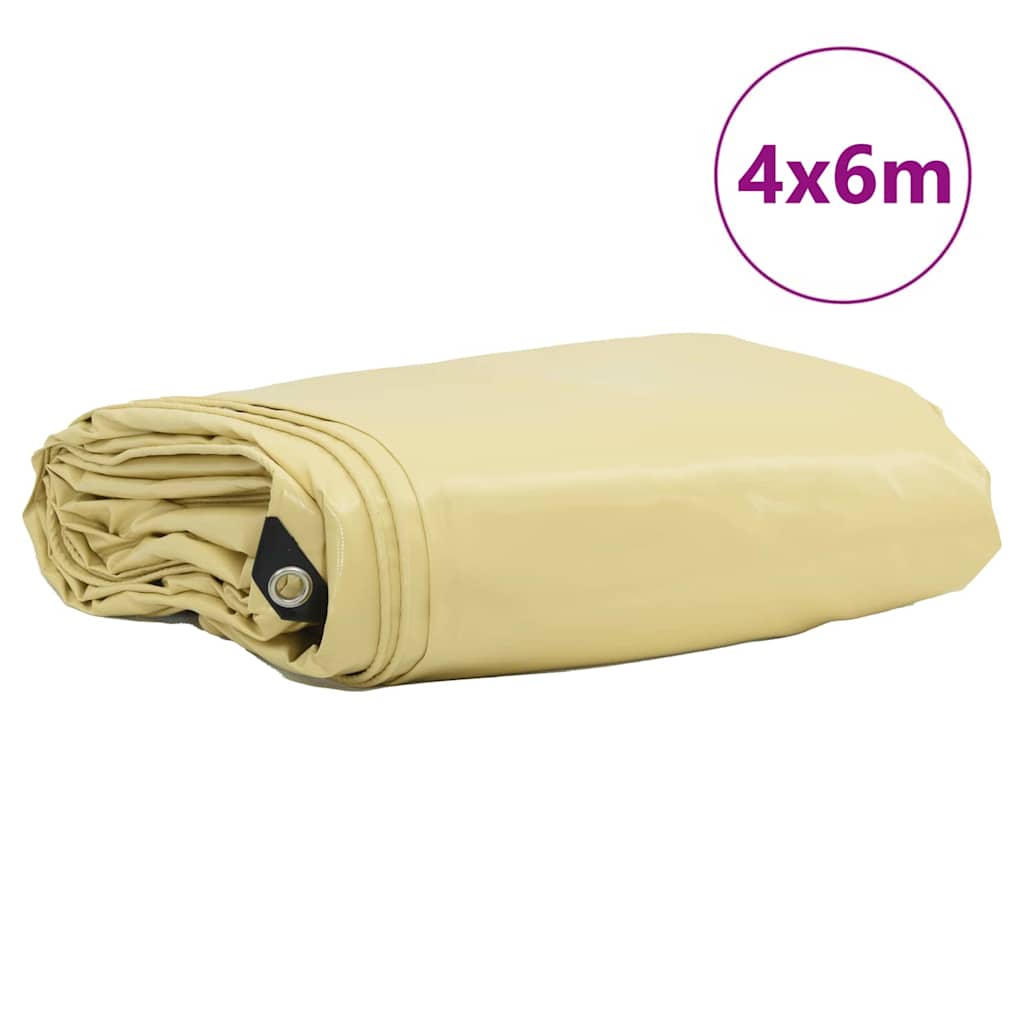 Cerada 650g / m² Bež 4 x 6 m Platno s PVC premazom