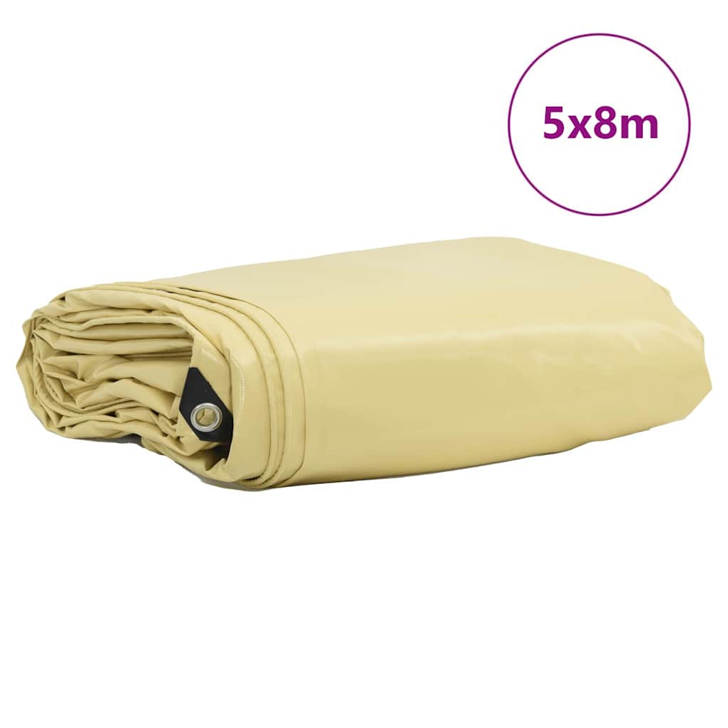 Cerada 650g / m² Bež 5 x 8 m Platno s PVC premazom