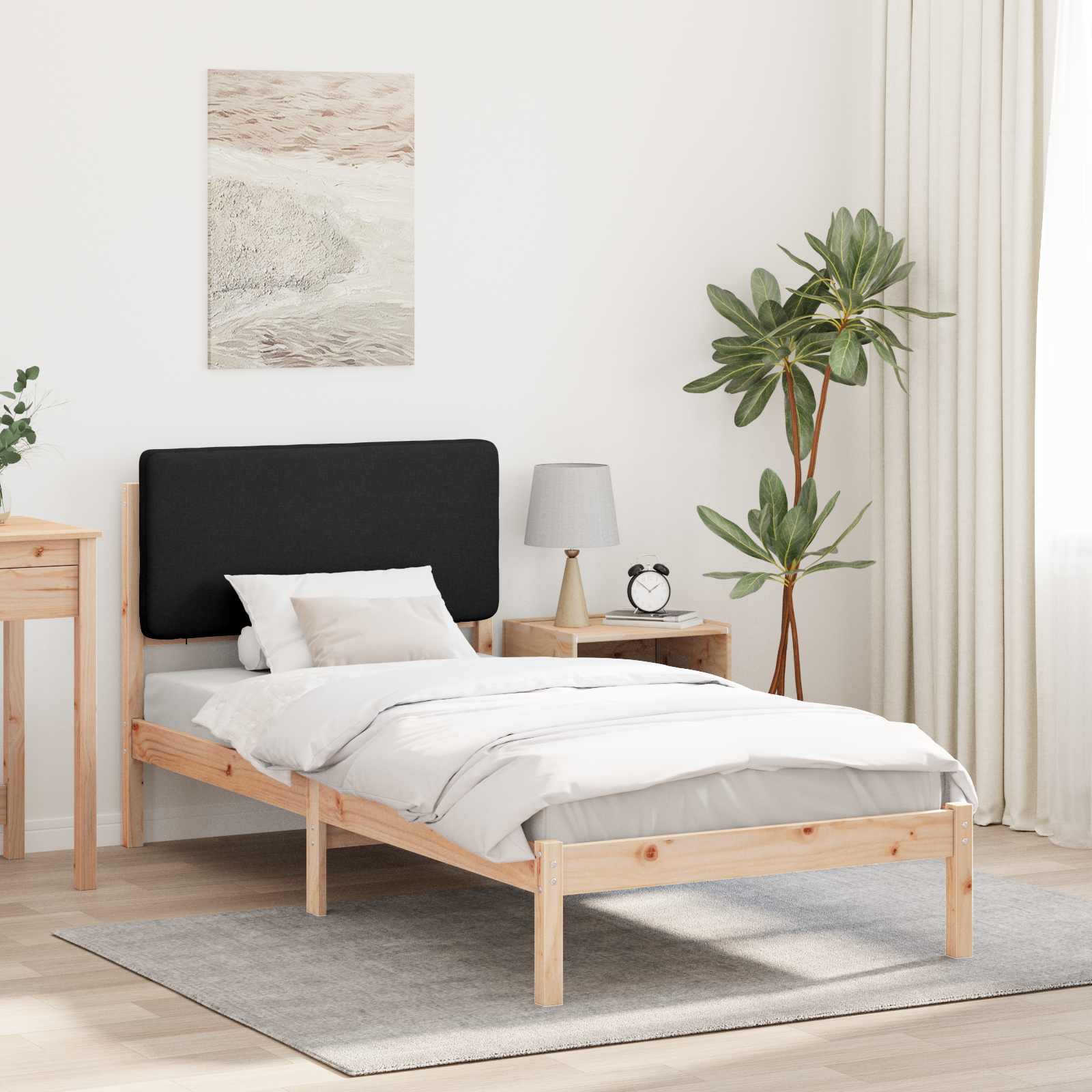 Krevetni okvir s tapiciranim uzglavljem Crna 100 x 200 cm