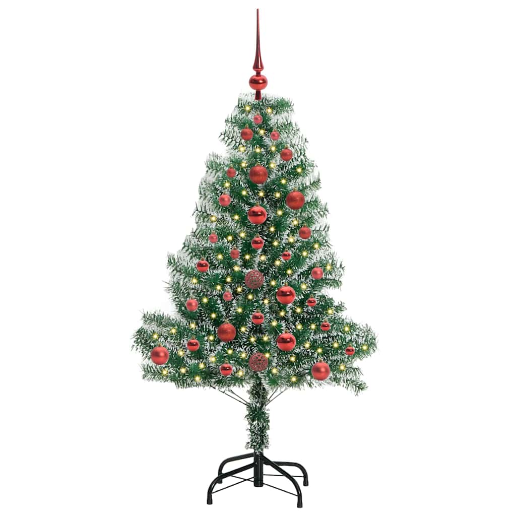 Umjetno Božićno Drvo s Snježnim Flokom i LED Svjetlom 120 cm