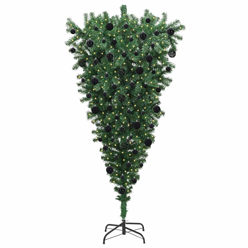 Obrnuto Umjetno Predožareno Božićno Drvo s Setom Kuglica 210 cm