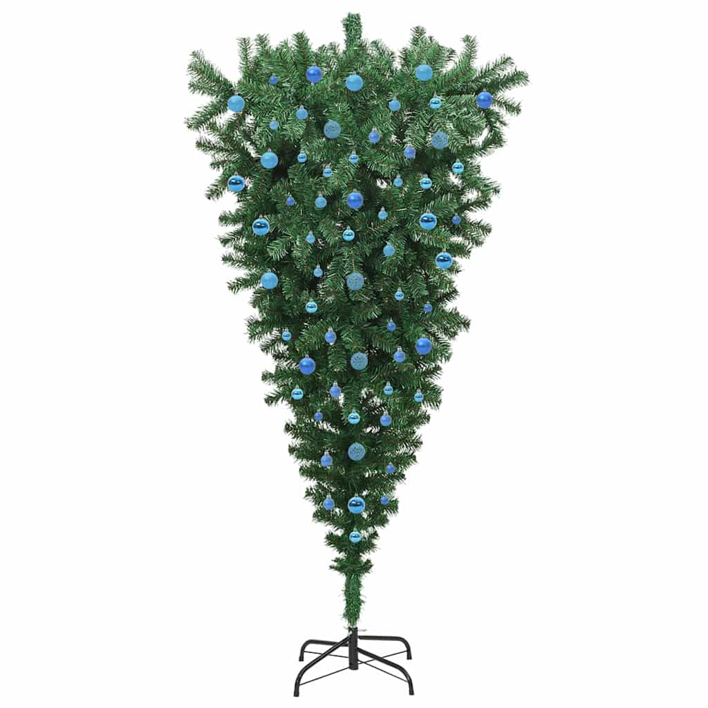 Umjetna božićna jelka naopako s setom kuglica Zelena 210 cm PVC